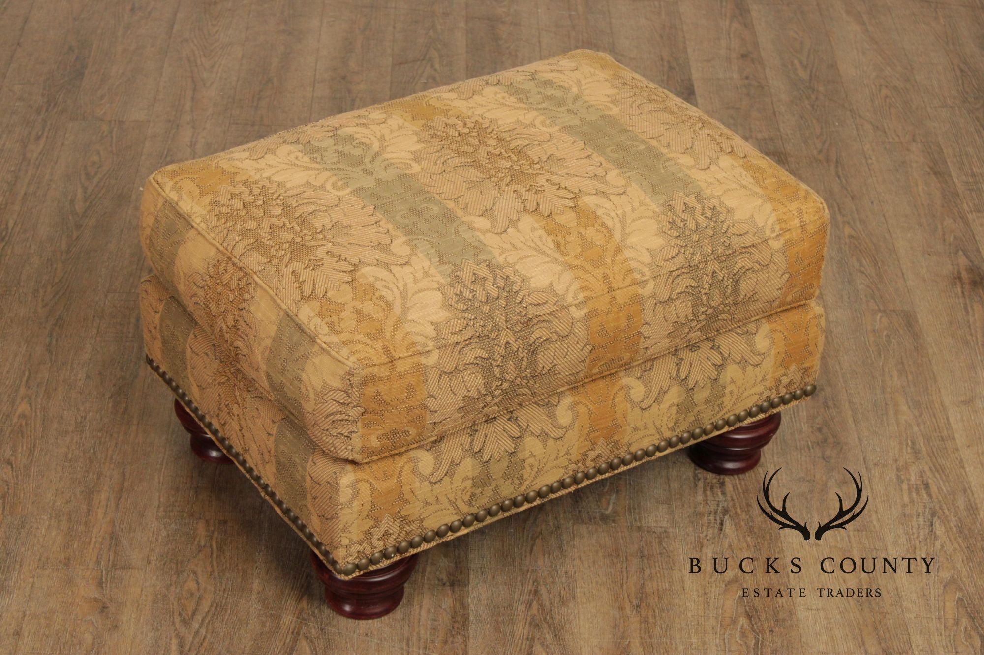 Thomasville Traditional Style Pair of Upholstered Ottomans