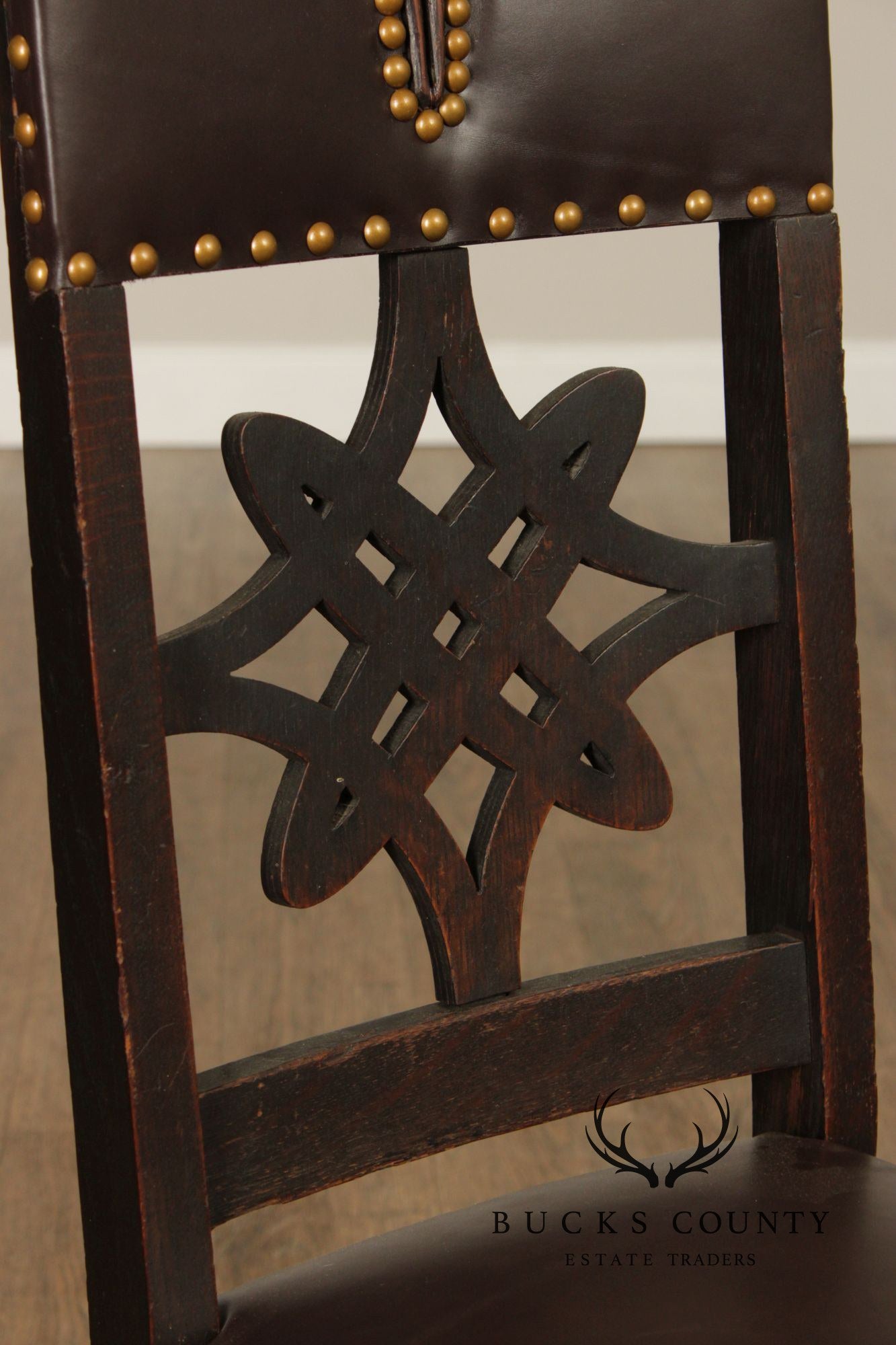 Michigan Chair Co. Antique Oak Arts & Crafts Hall Chair