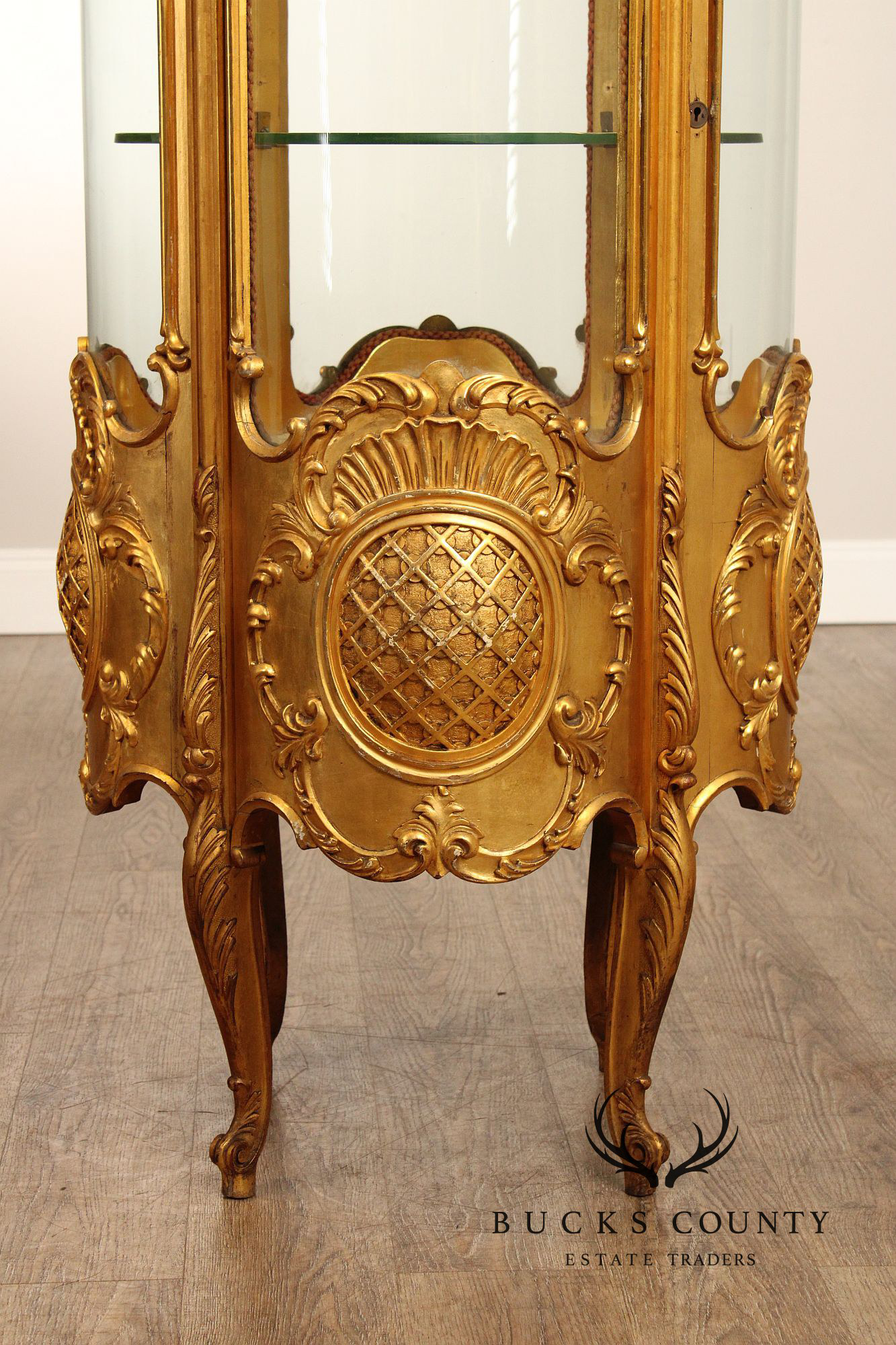 Rococo Style Giltwood Curio Cabinet With Glass Panels