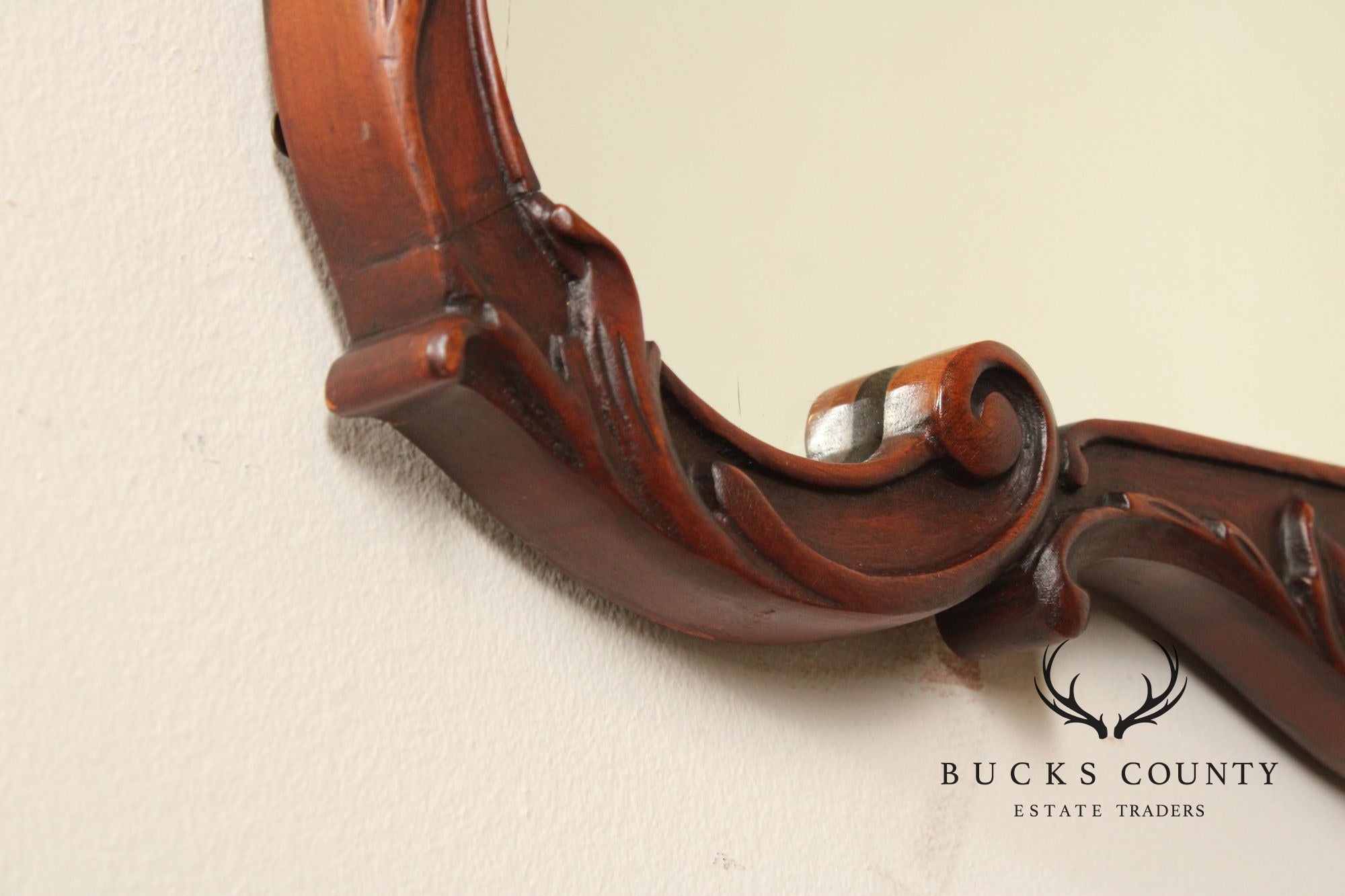 1940's Vintage French Style Carved Mahogany Wall Mirror