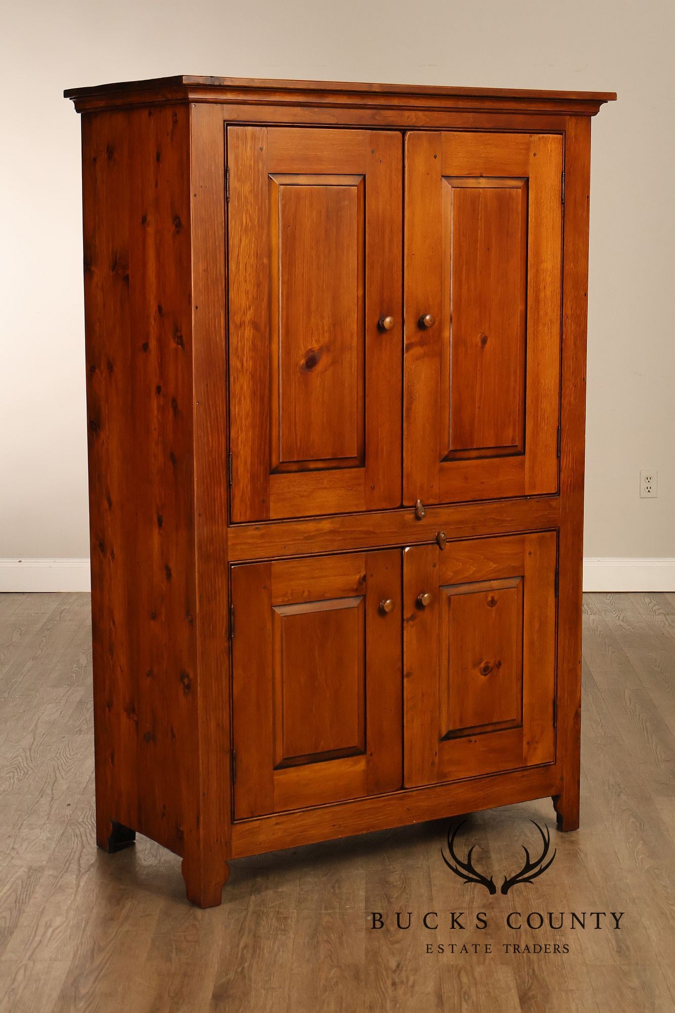 Vintage Rustic Pine Armoire Cabinet