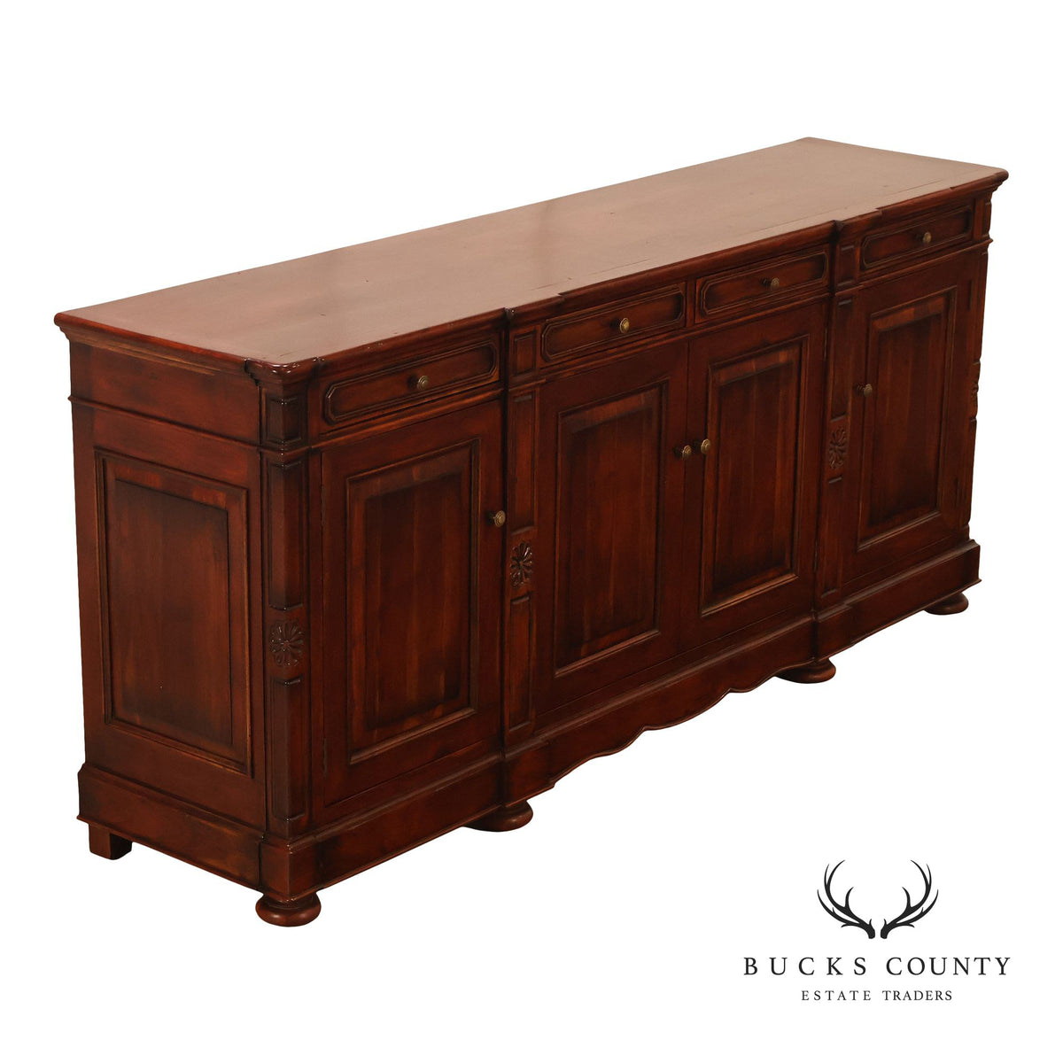 French Country Distressed Four-Door Buffet Sideboard