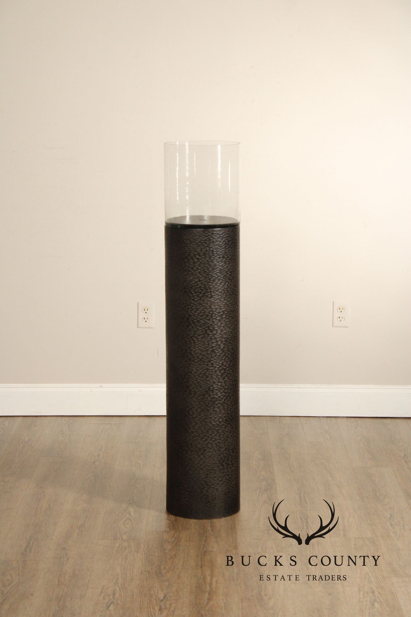 Contemporary Hammered Steel Pillar Candle Stand