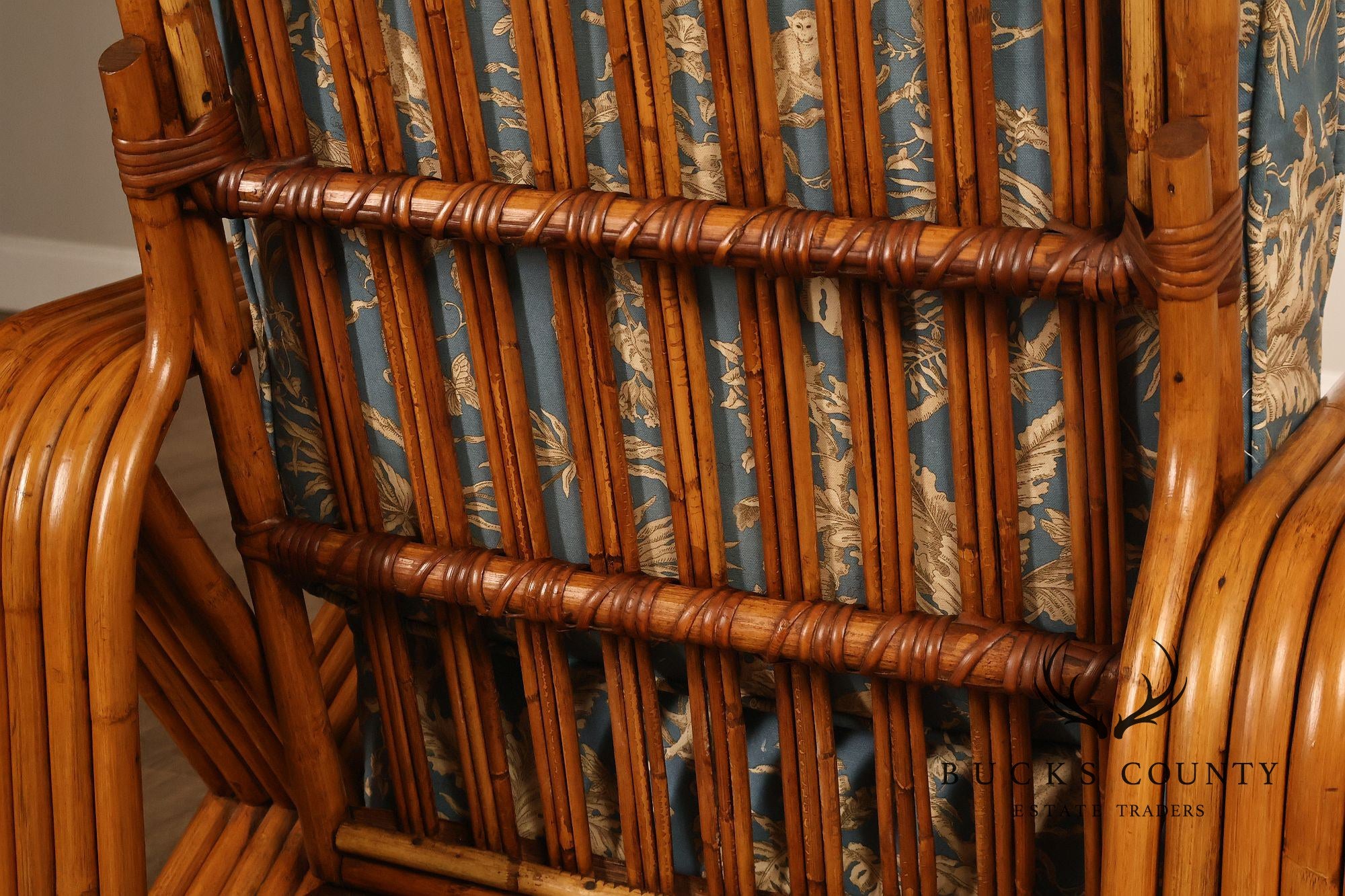 Paul Frankl Pair Of Pretzel Rattan Lounge Chairs