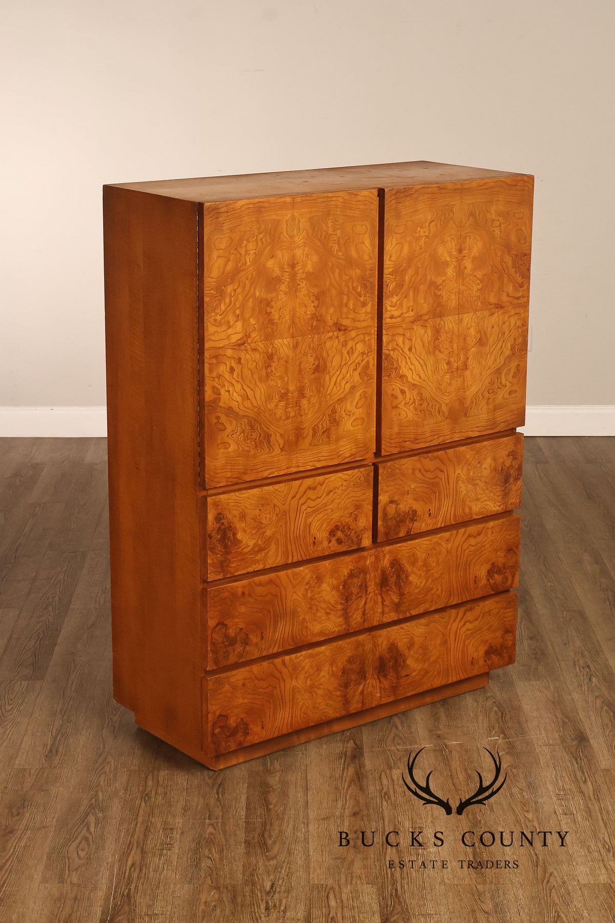 Lane Mid Century Modern Burlwood Armoire
