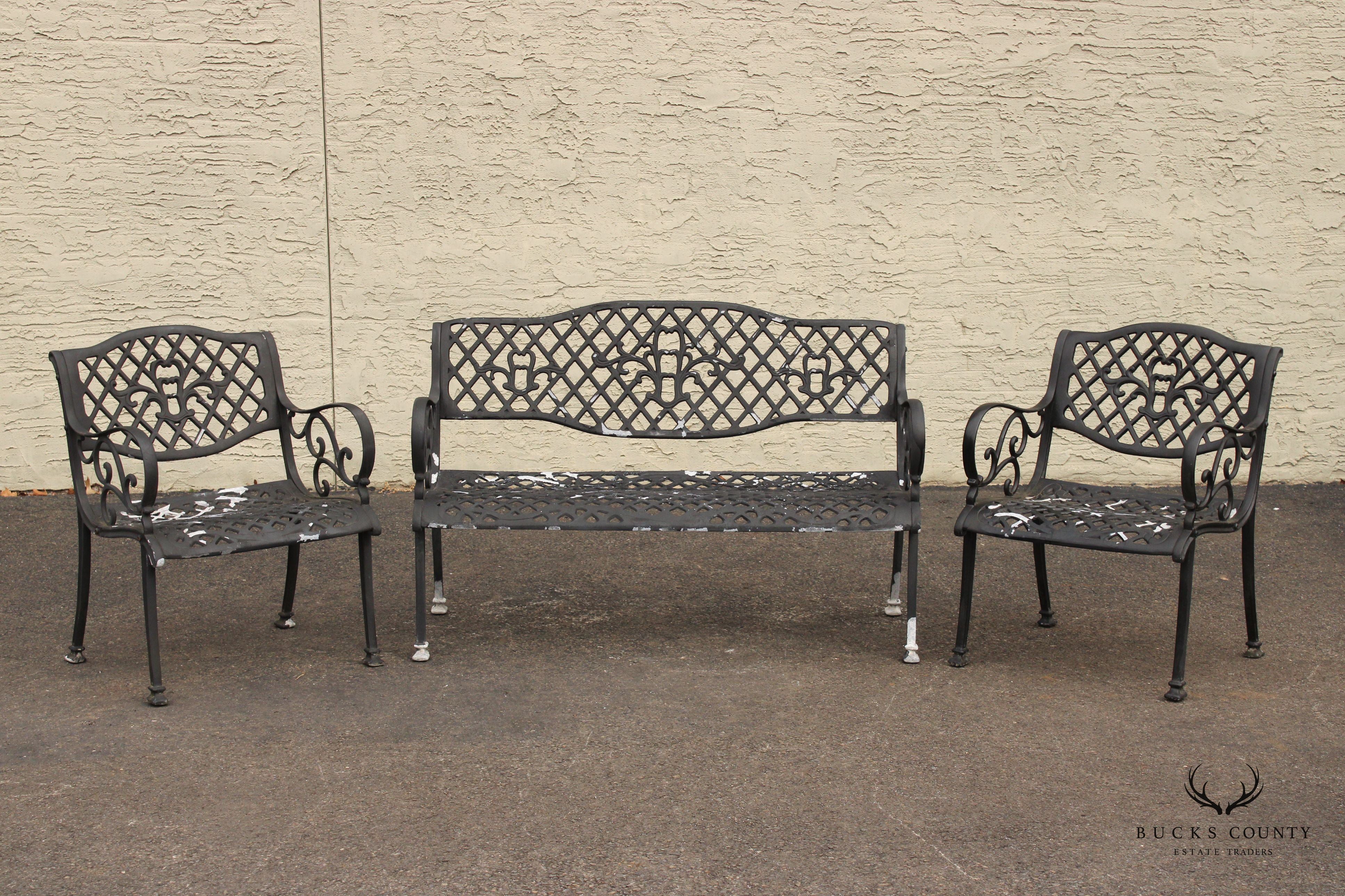 Three-Piece Cast Aluminum Outdoor Patio Seating Set