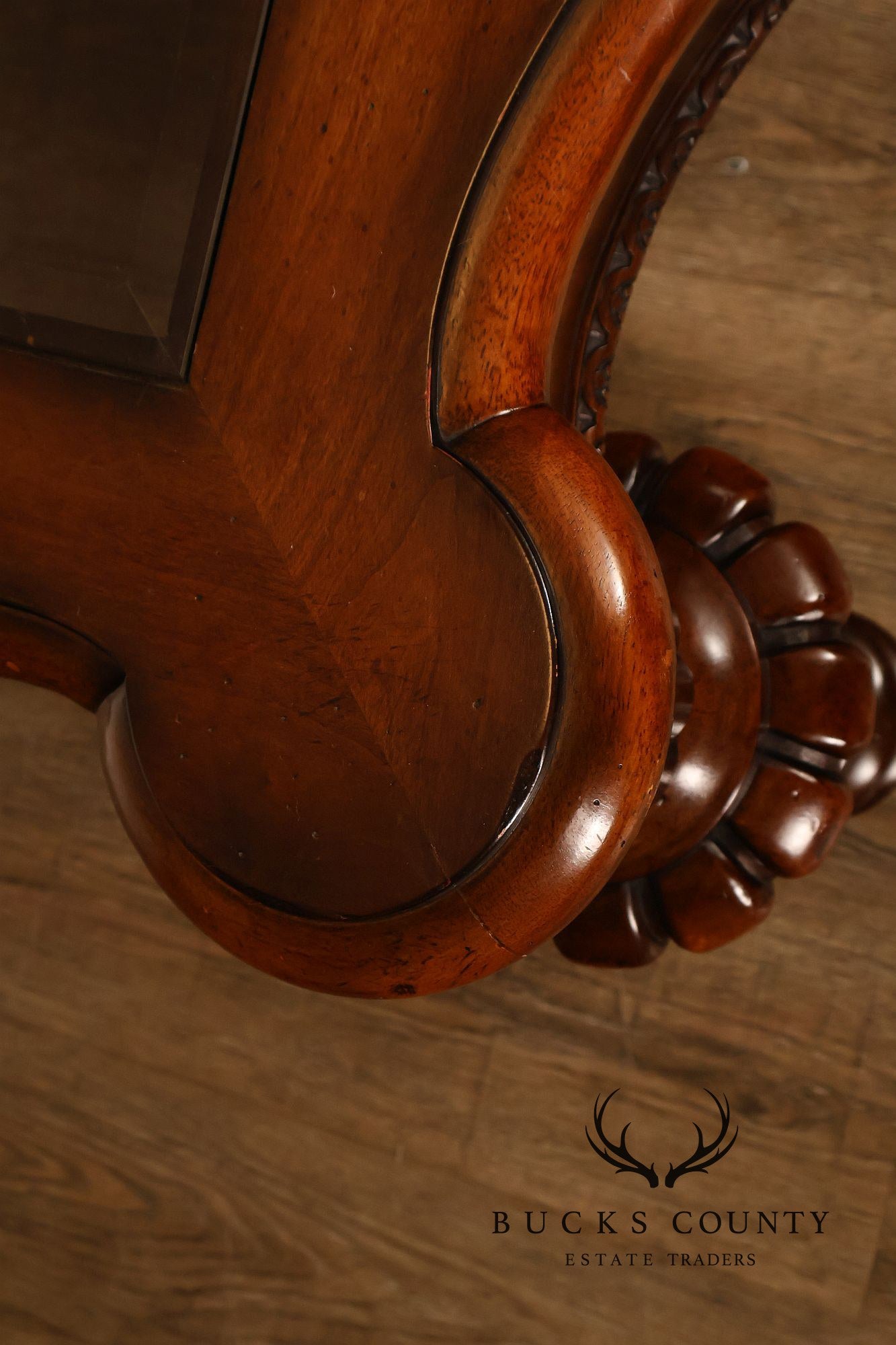 Mediterranean Style Carved Wood And Glass Square Coffee Table