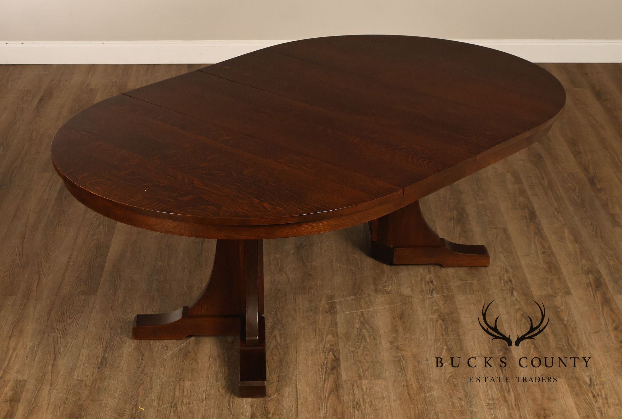 Stickley Mission Collection Round Oak Expandable Dining Table