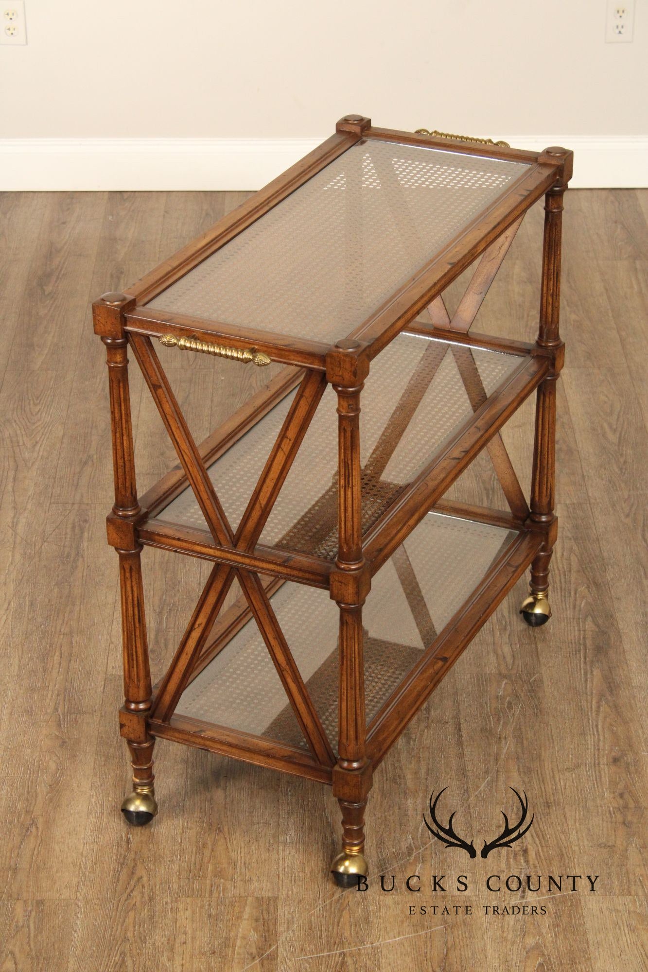 Regency Style Three-Tier Rolling Bar Cart