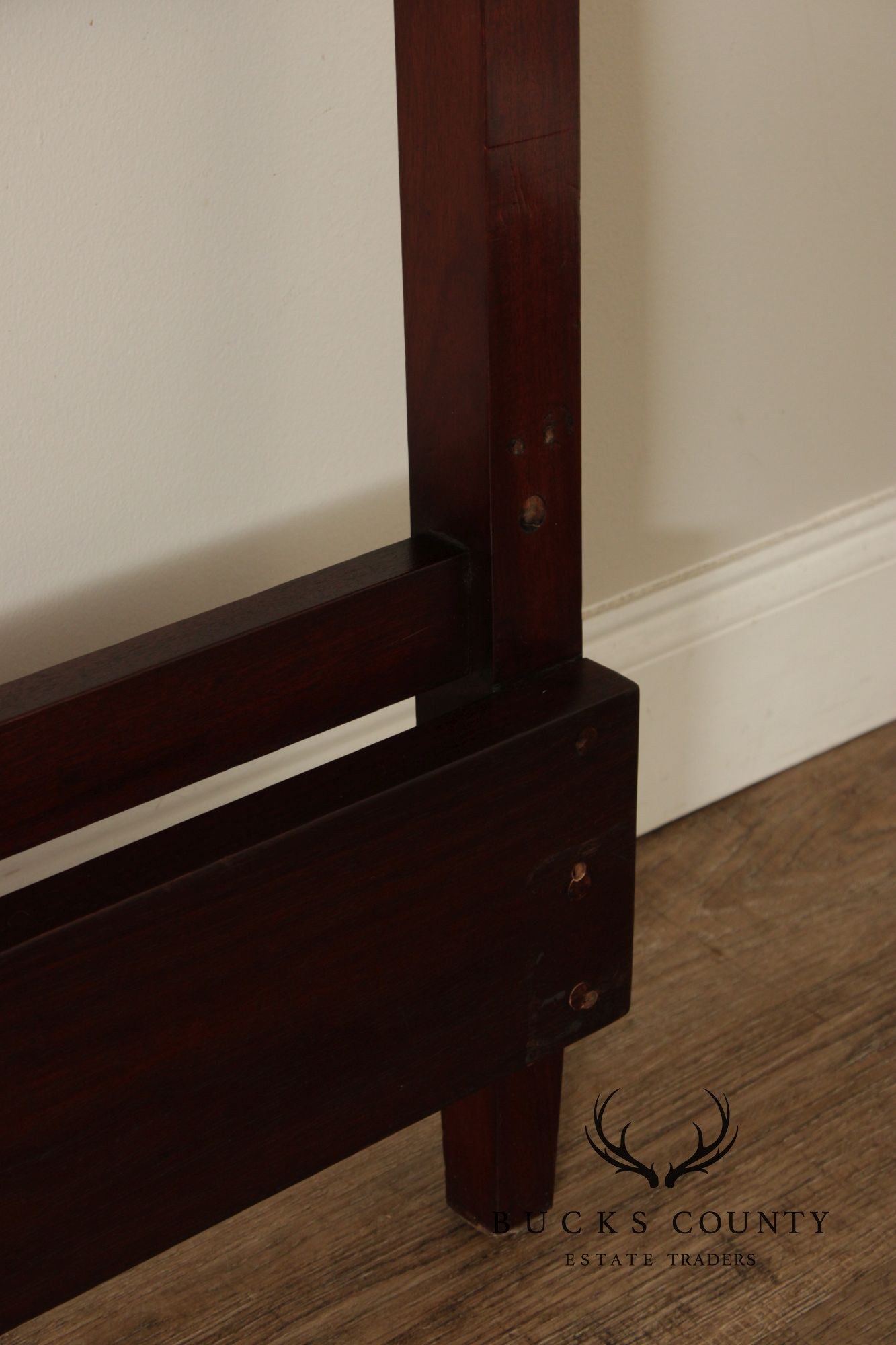 Arts & Crafts Style Carved Mahogany Full-Size Headboard