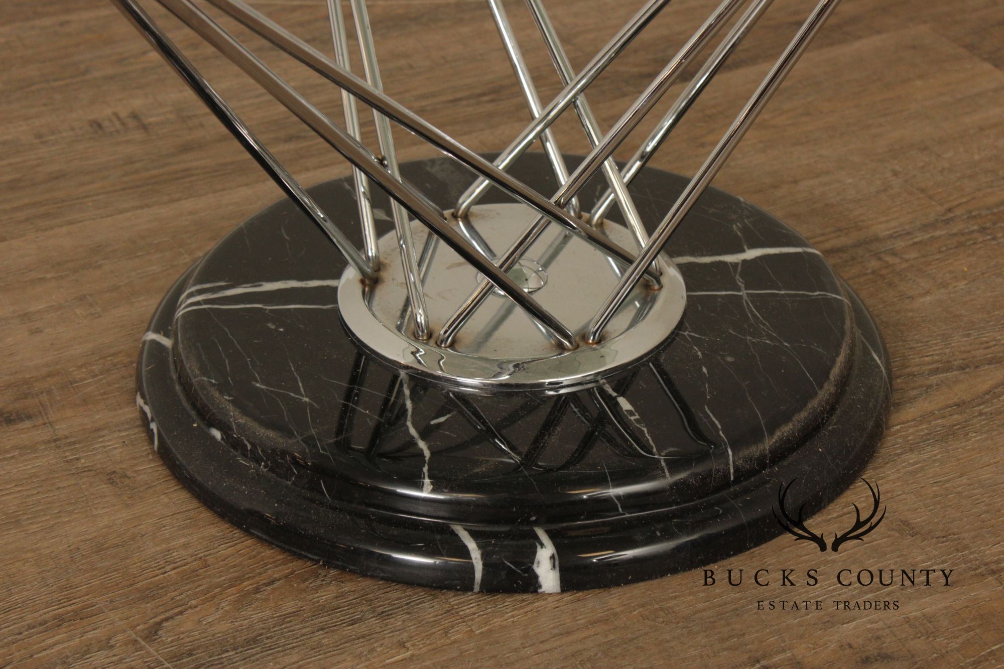 Modern Glass Top Marble Swivel Side Table
