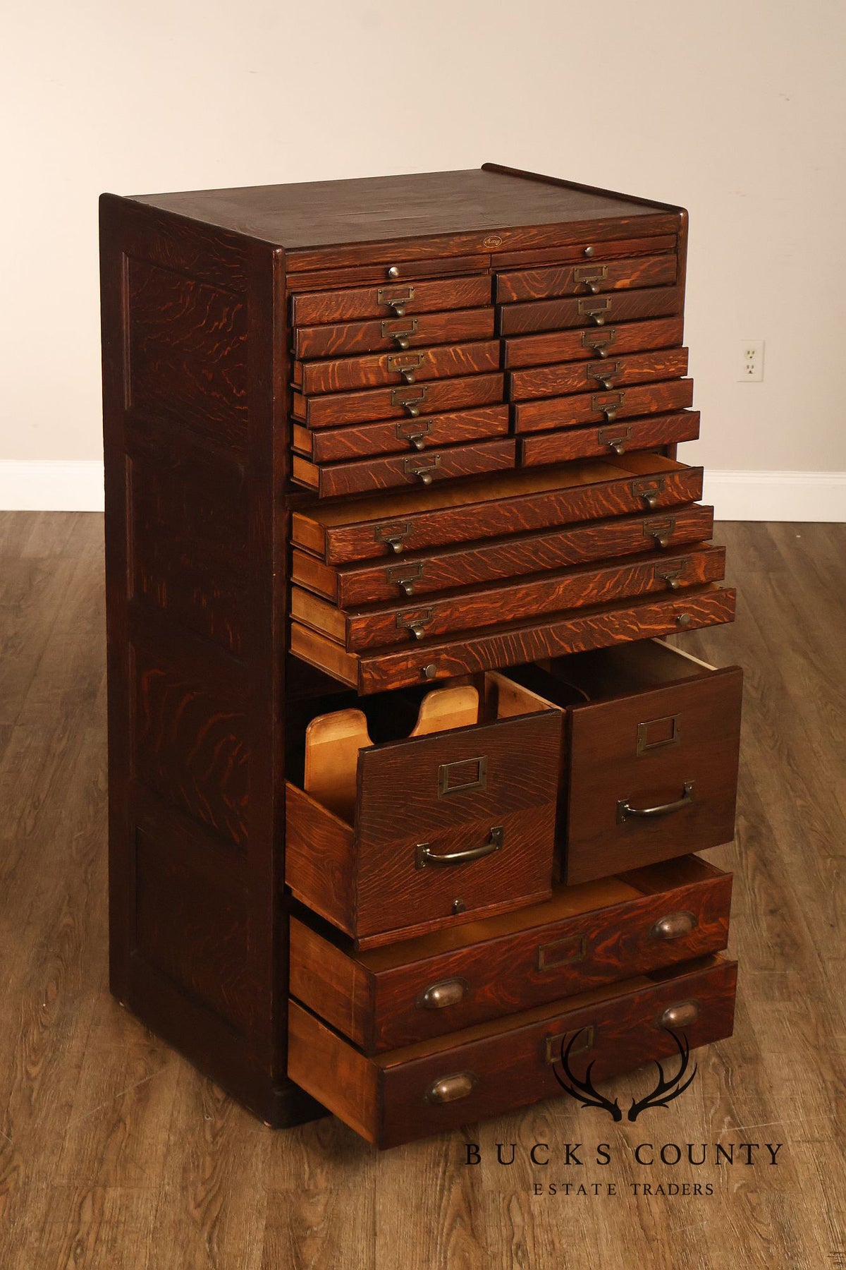 Antique Early 1900s Macey Oak Multi-Drawer Stacking Filing Cabinet