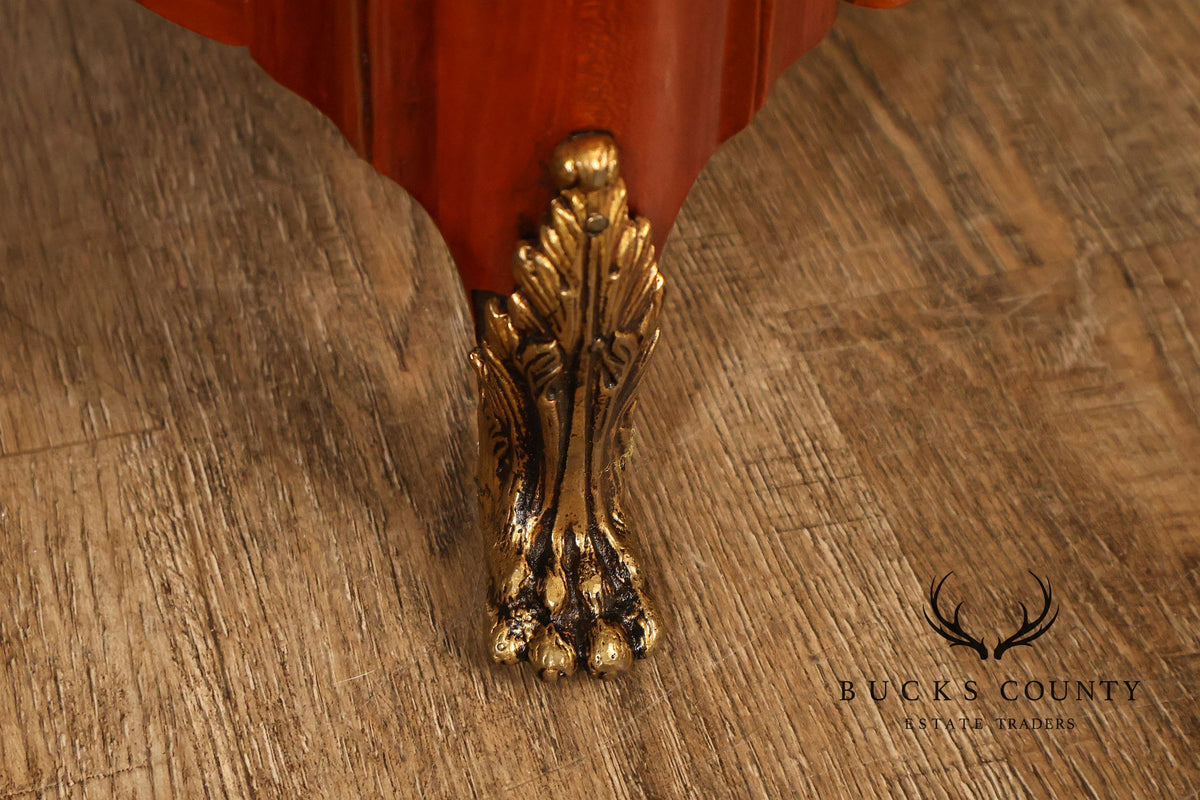 Louis XVI Style Marble Top Marquetry And Bronze Mounted Cabinet