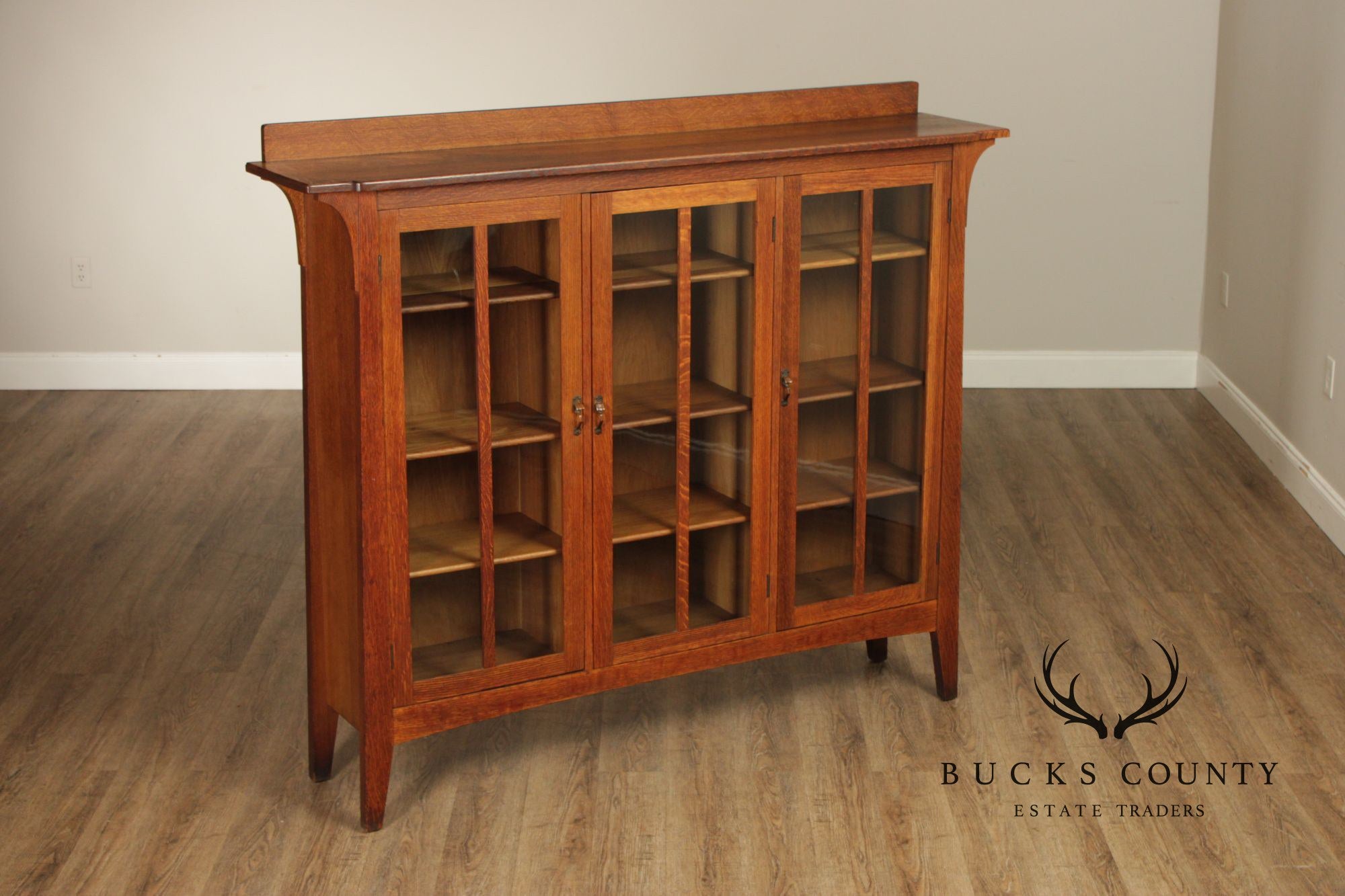 Limbert Antique Mission Oak Three Door Bookcase