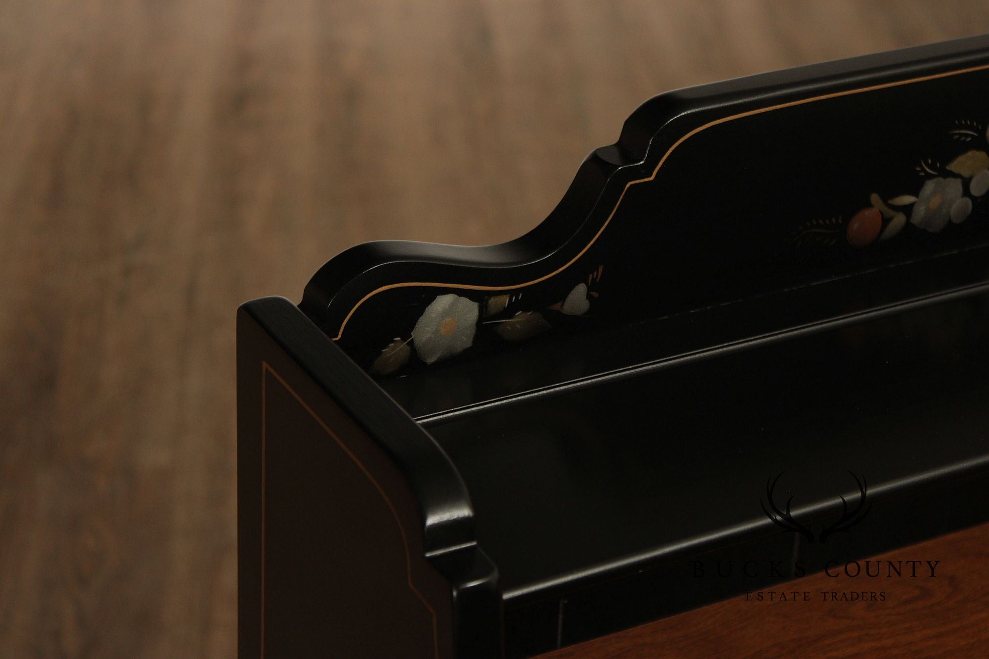 Ethan Allen Hitchcock Style Hand Painted Black Lacquer Dry Sink