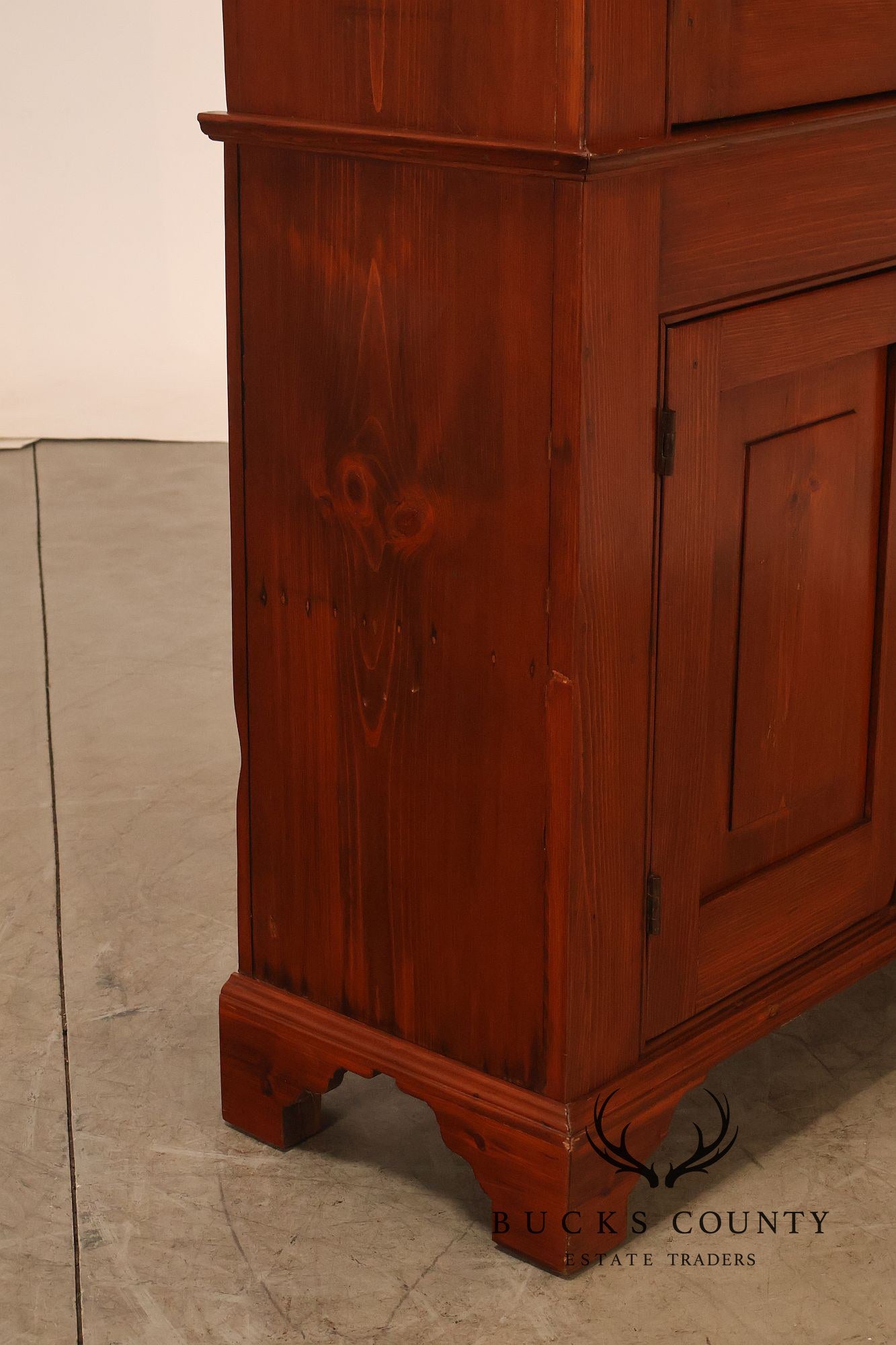 Antique Primitive American Pine Two Piece Pantry Cupboard