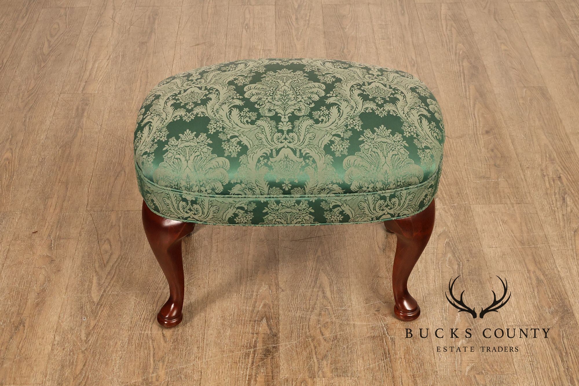 Traditional Upholstered Ottoman With Cabriole Legs