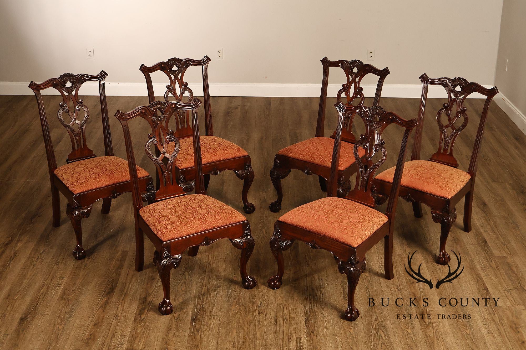 Henredon Chippendale Style Set of Six Mahogany Dining Chairs