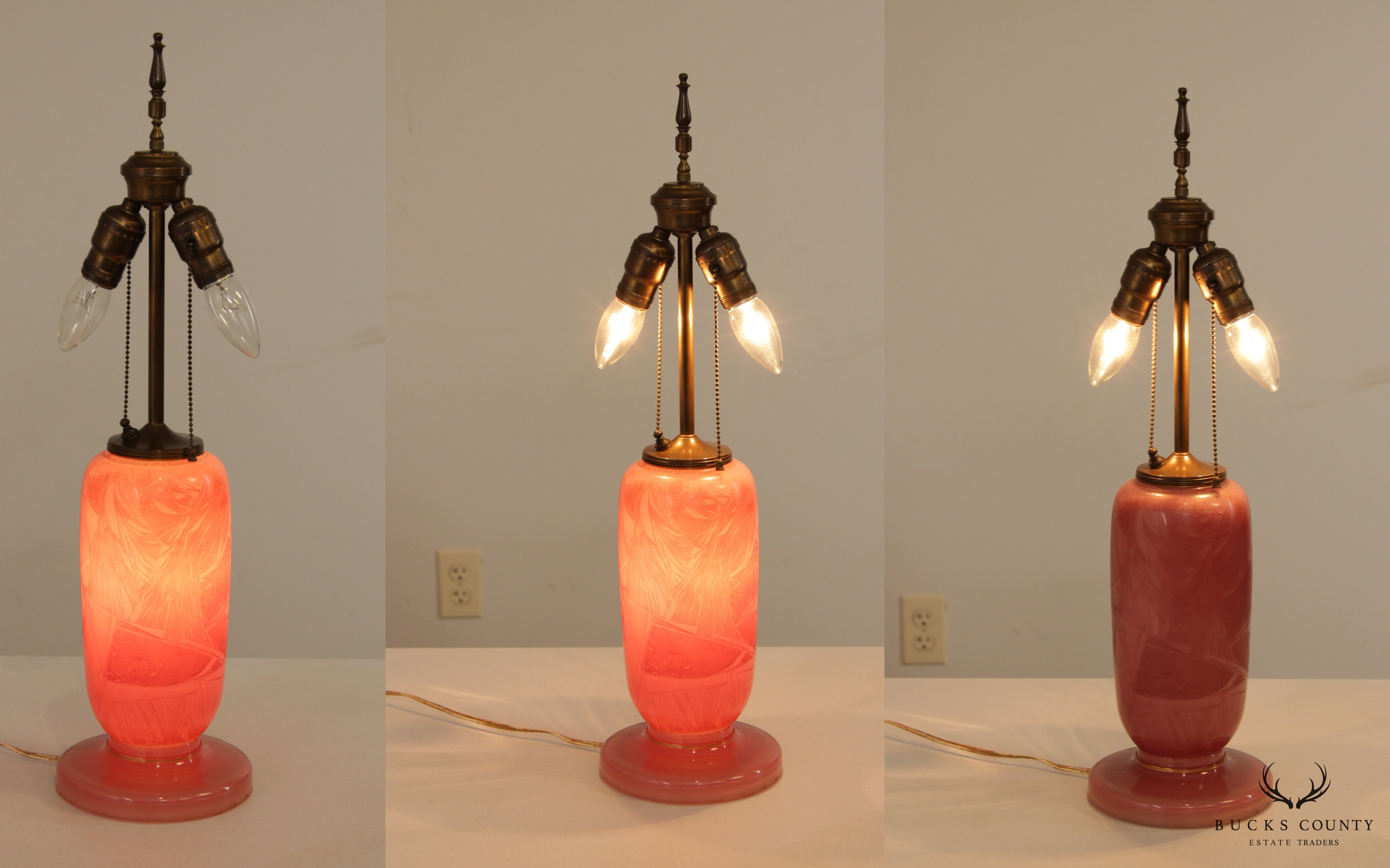 Vintage Art Glass Lamp with English Clyde Cole Shade