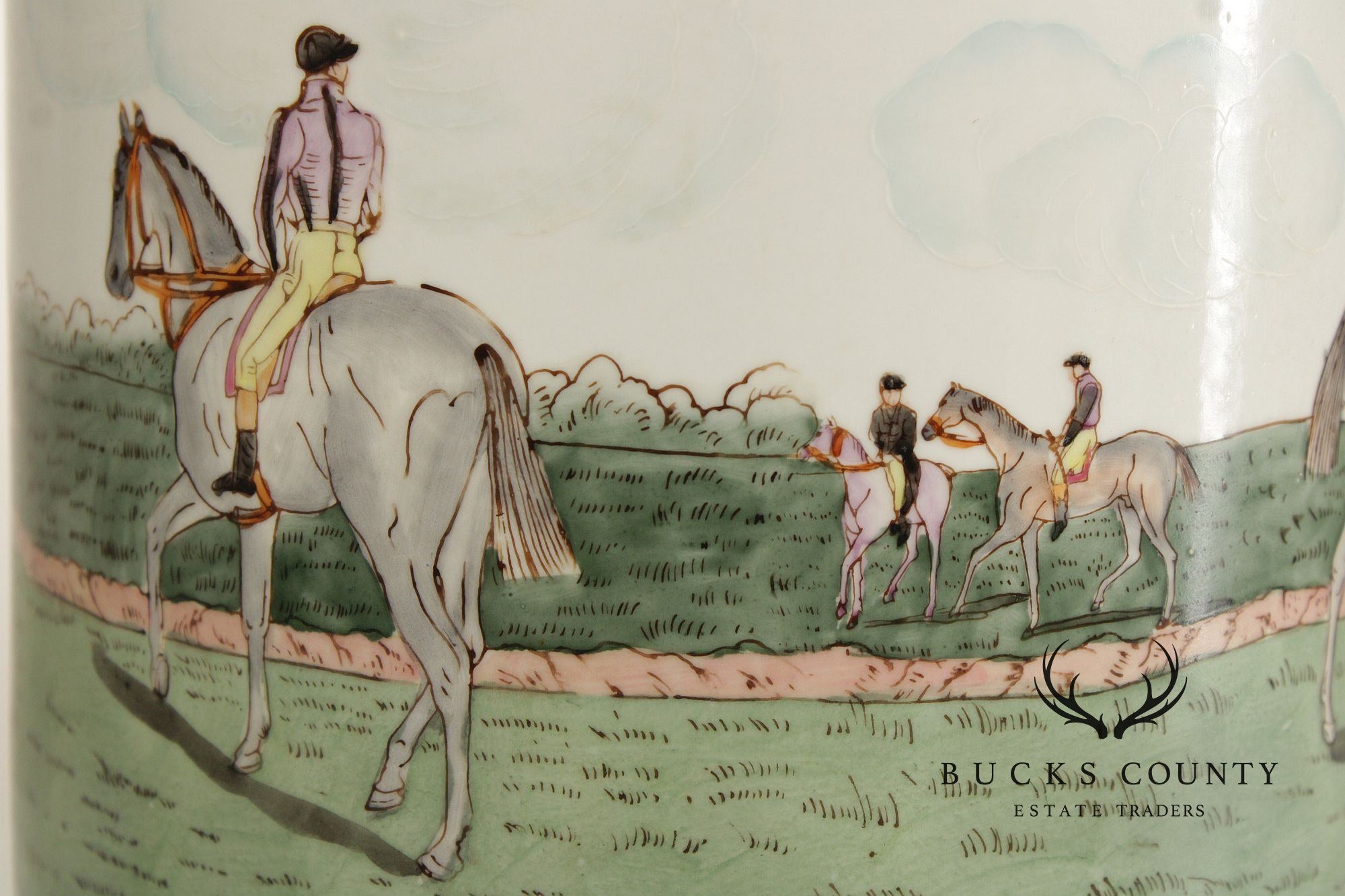 Equestrian Porcelain Ginger Jar Table Lamp