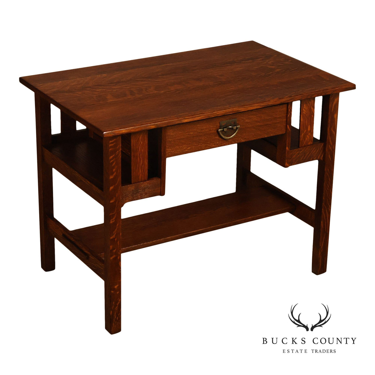 Antique Stickley Brothers Mission Oak One-Drawer Library Table