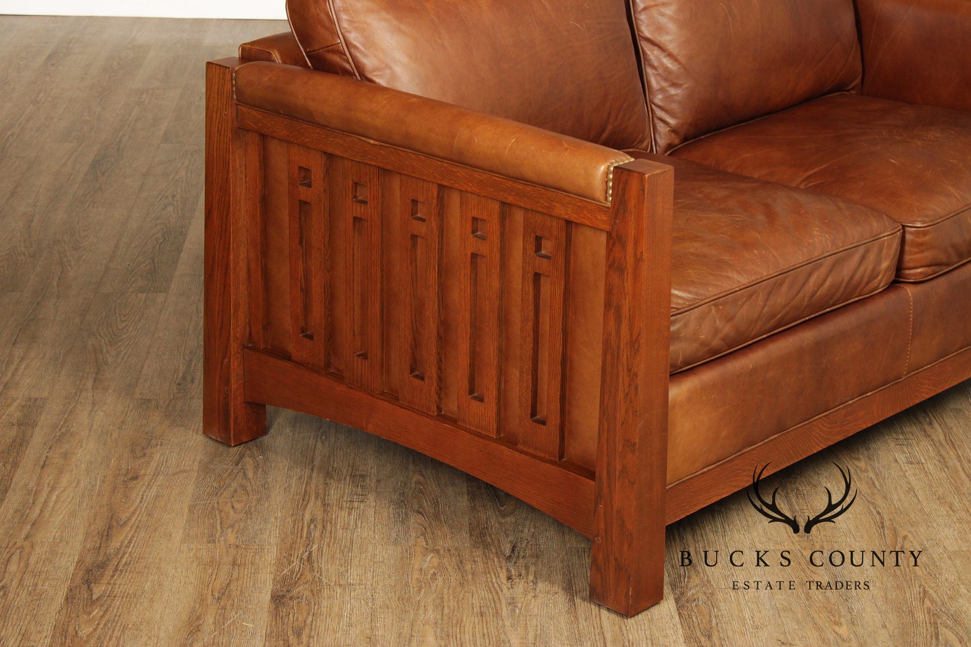 Stickley Highlands Mission Oak Leather Loveseat