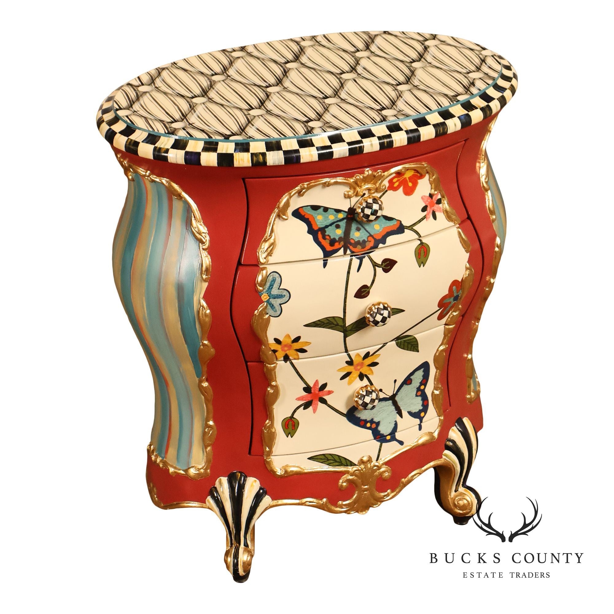 Mackenzie-Childs Butterfly Conservatory Bombe Accent Chest