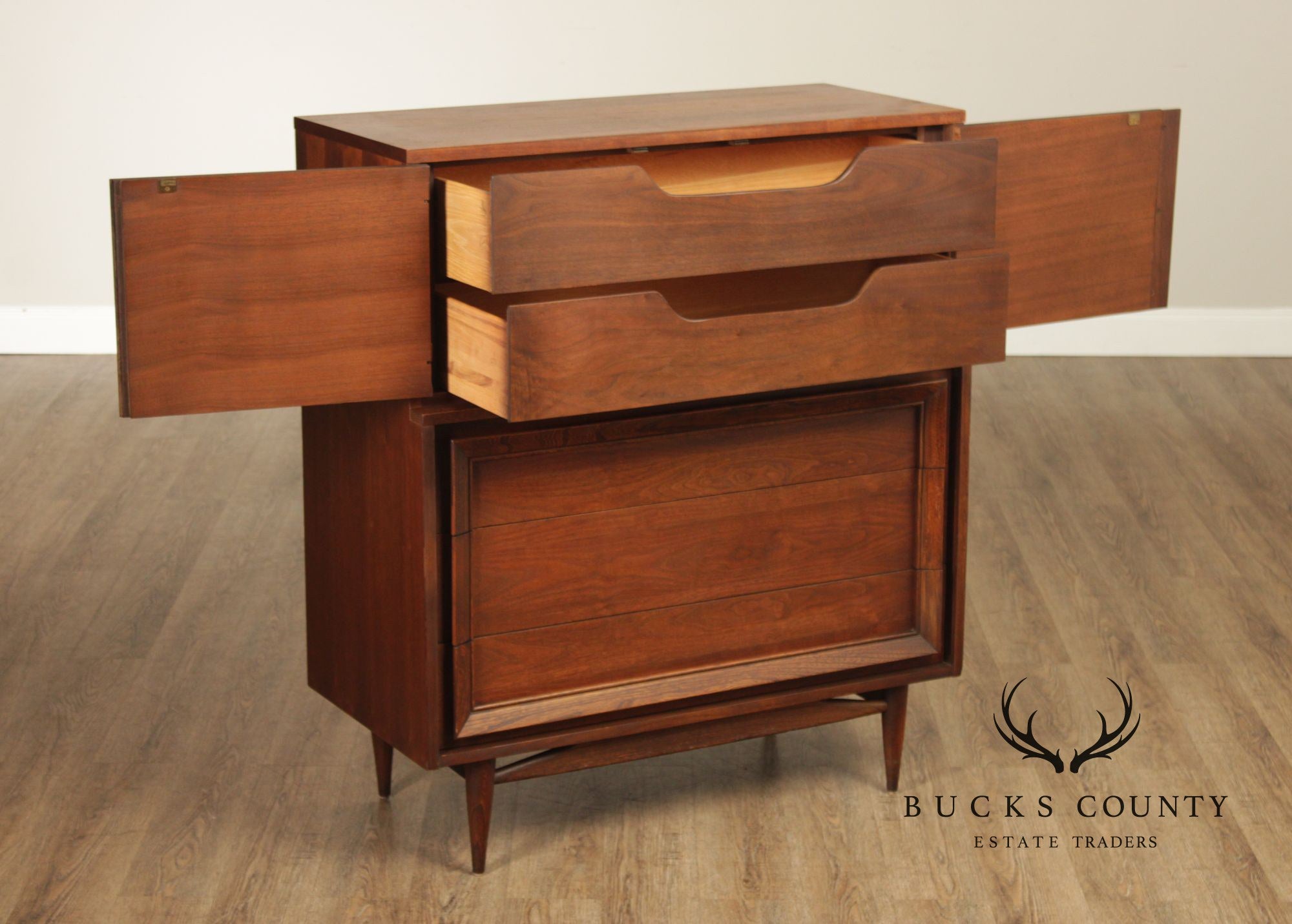 Basic Witz Mid Century Modern Walnut Tall Chest