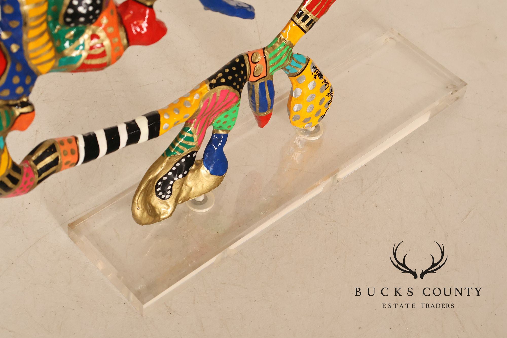 Dorit Levinstein Colorful Modern Mixed Media Sculpture On Lucite Base