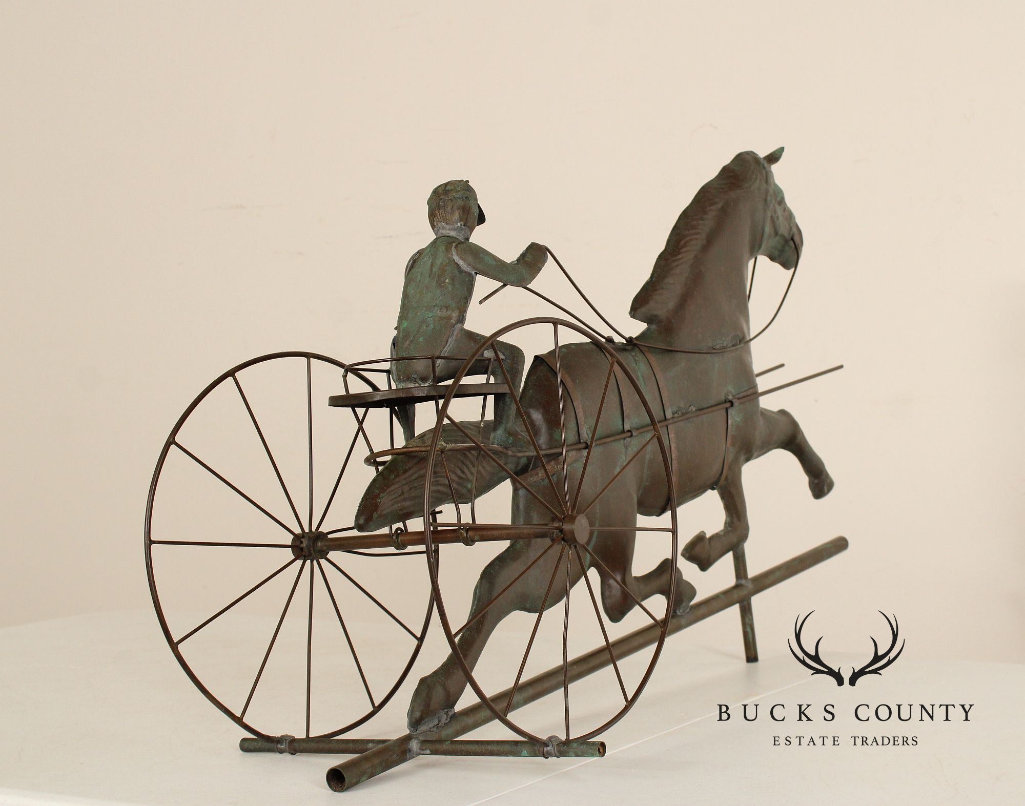 Vintage Jockey and Horse Copper Weathervane