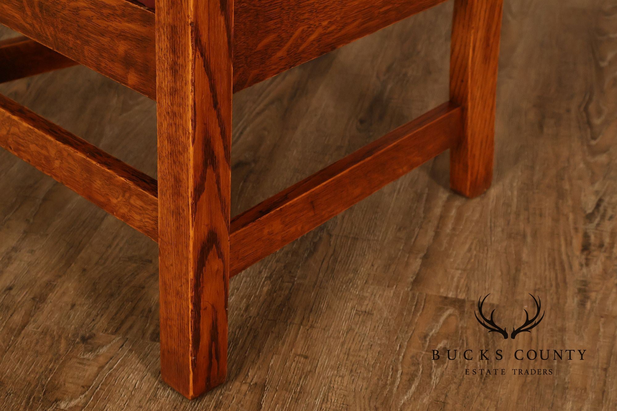 Mission Arts & Crafts Quarter Sawn Oak Armchair With Leather Upholstered Seat