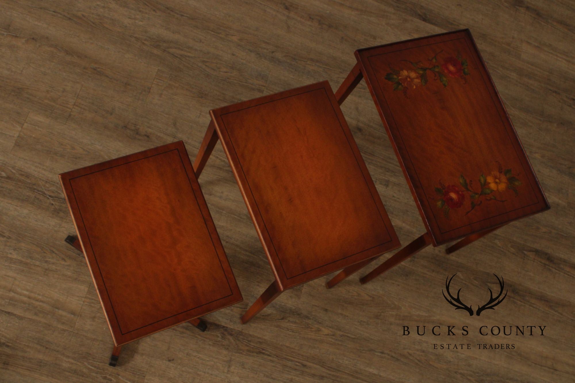 1930's Imperial Furniture Edwardian Set of Three Satinwood Nesting Tables