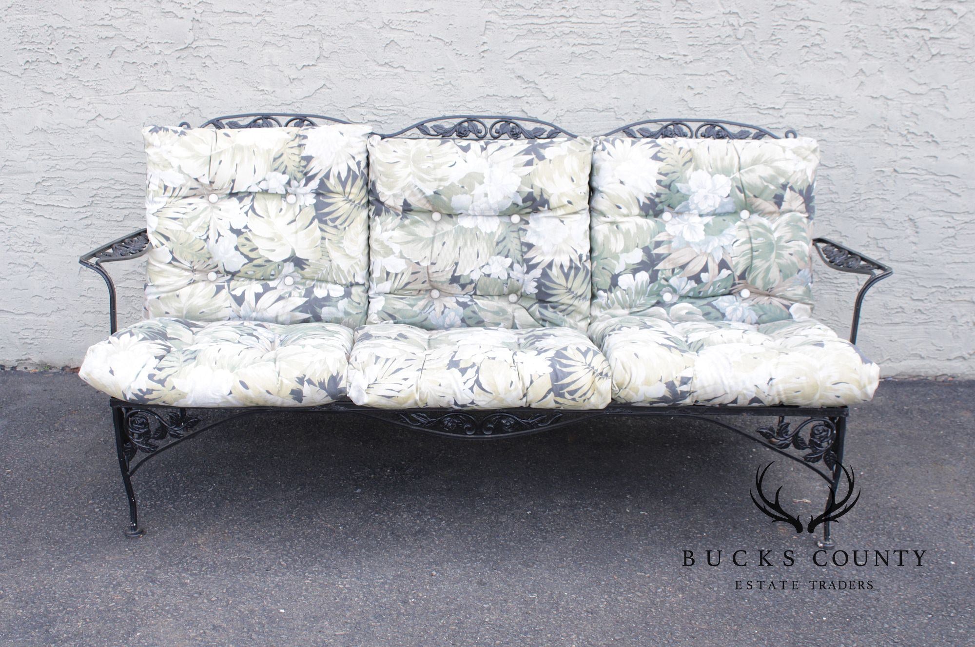 Meadowcraft Vintage Wrought Iron Outdoor Garden Sofa