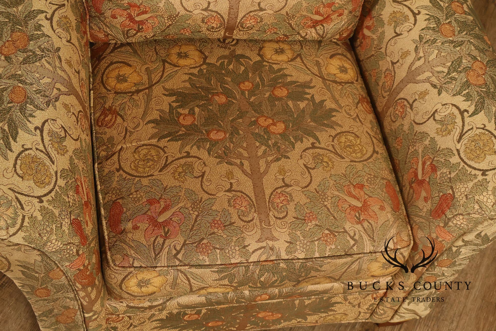Stickley Tree of Life Upholstered Lounge Chair With Matching Ottoman