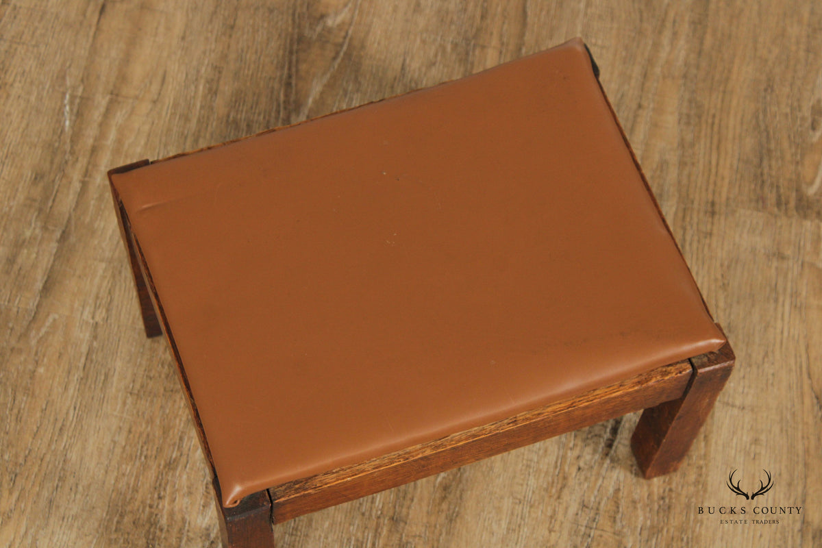Mission Oak and Leather Foot Stool
