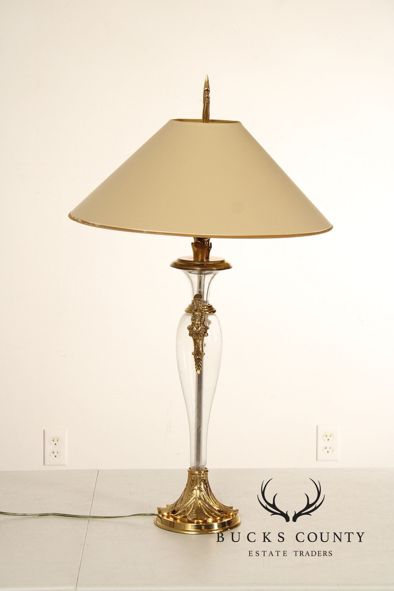 Chapman Pair of Brass and Glass Table Lamps