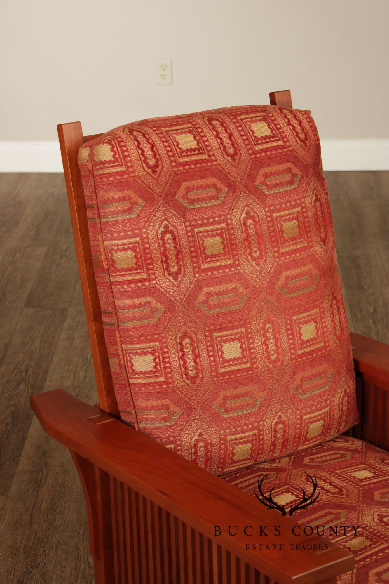 Stickley Mission Collection Cherry Compact Spindle Morris Chair And Ottoman