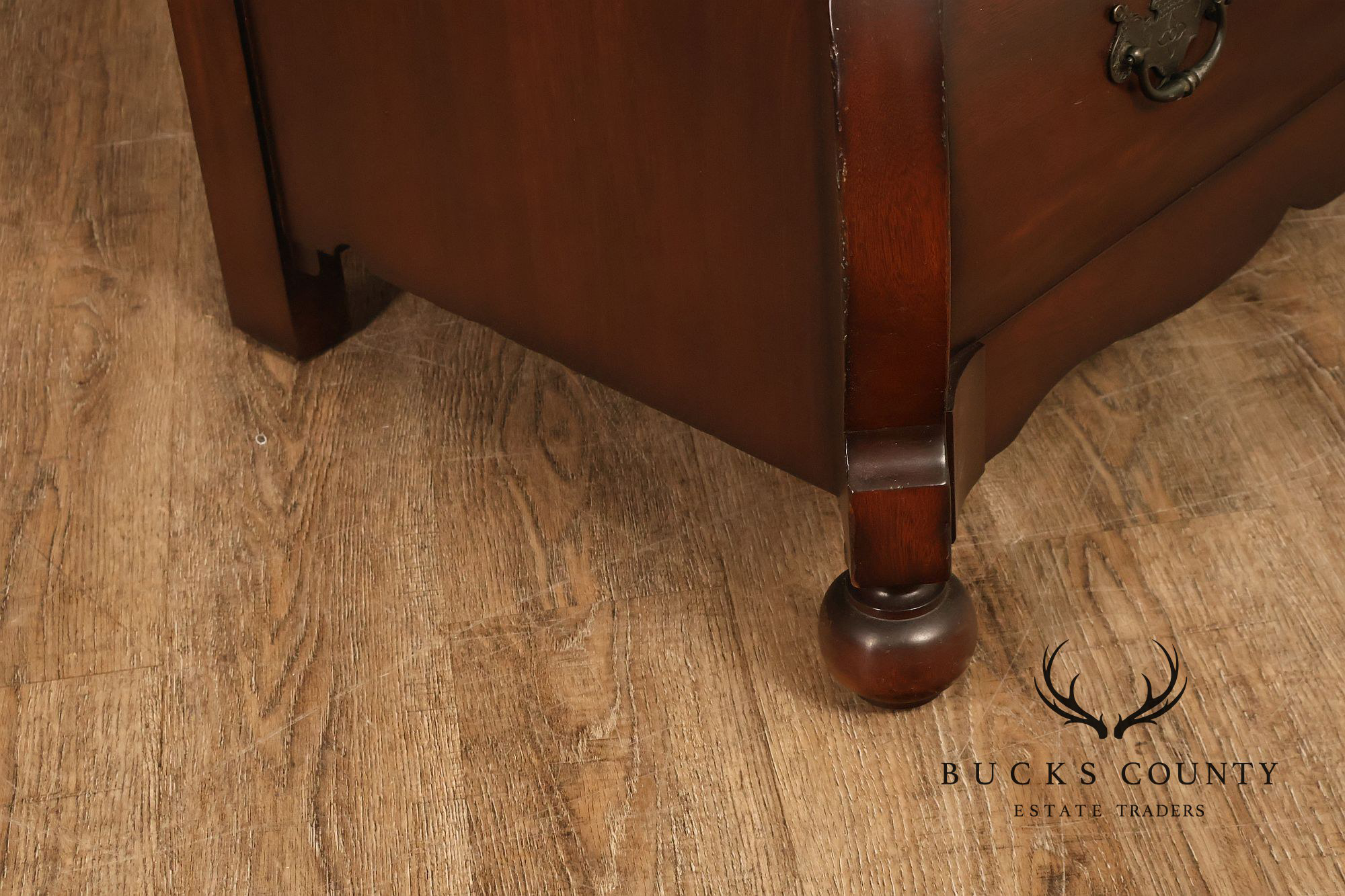Ralph Lauren Signed Mahogany Bombe Chest Of Drawers