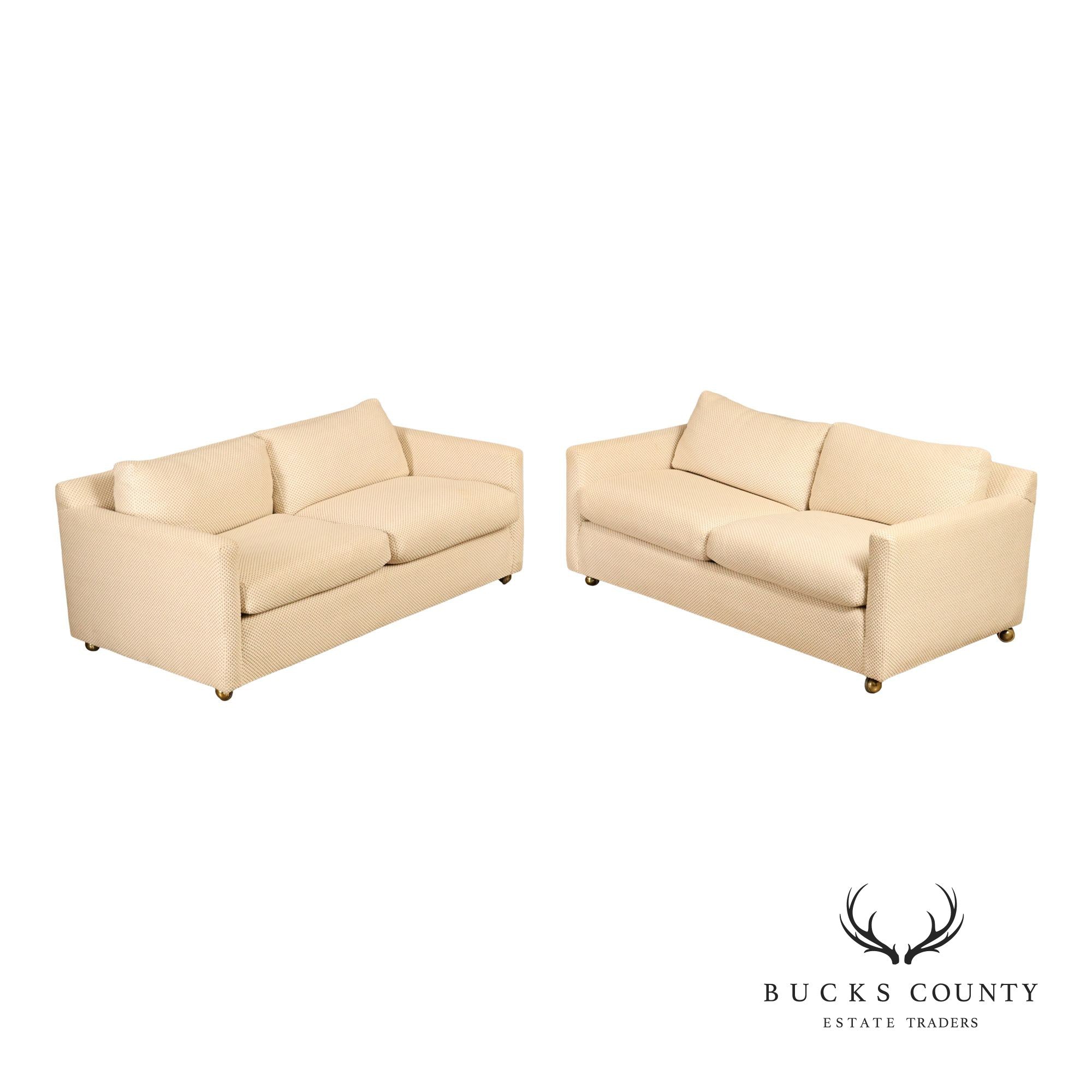 1970's Modern Upholstered Pair Of Loveseats