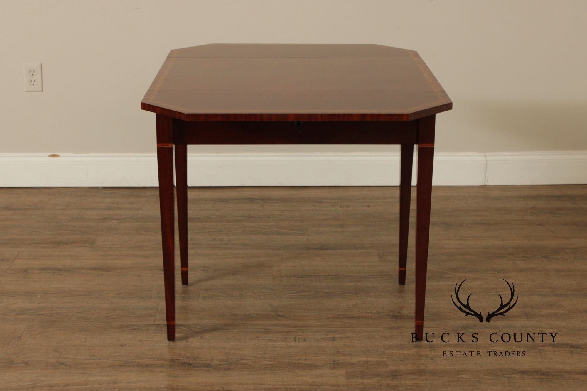 Kindel Federal Style Inlaid Mahogany Drop Leaf Pembroke Side Table