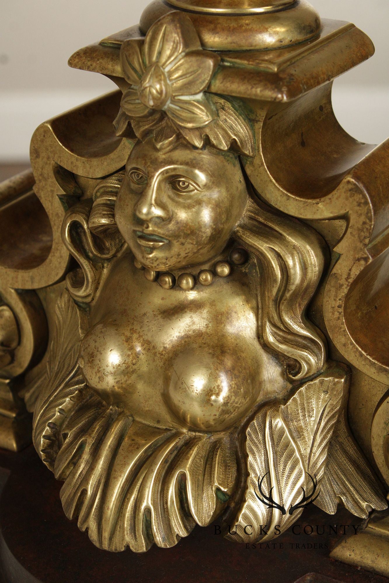 French Louis XIV Style Pair of Brass Figural 'Marmouset' Andirons