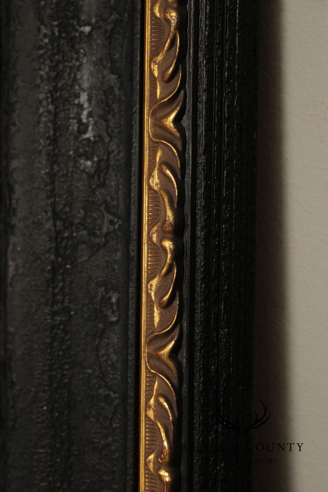 Vintage Ebonized and Partial Gilt Wall Mirror