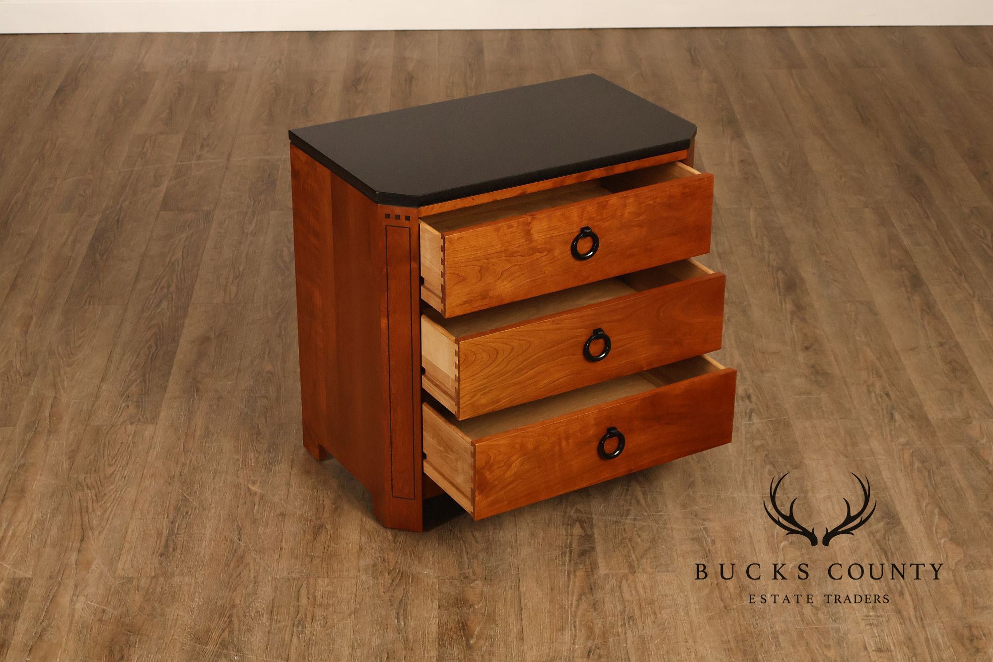 Stickley 21st Century Collection Pair of Granite Top Cherry Nightstands