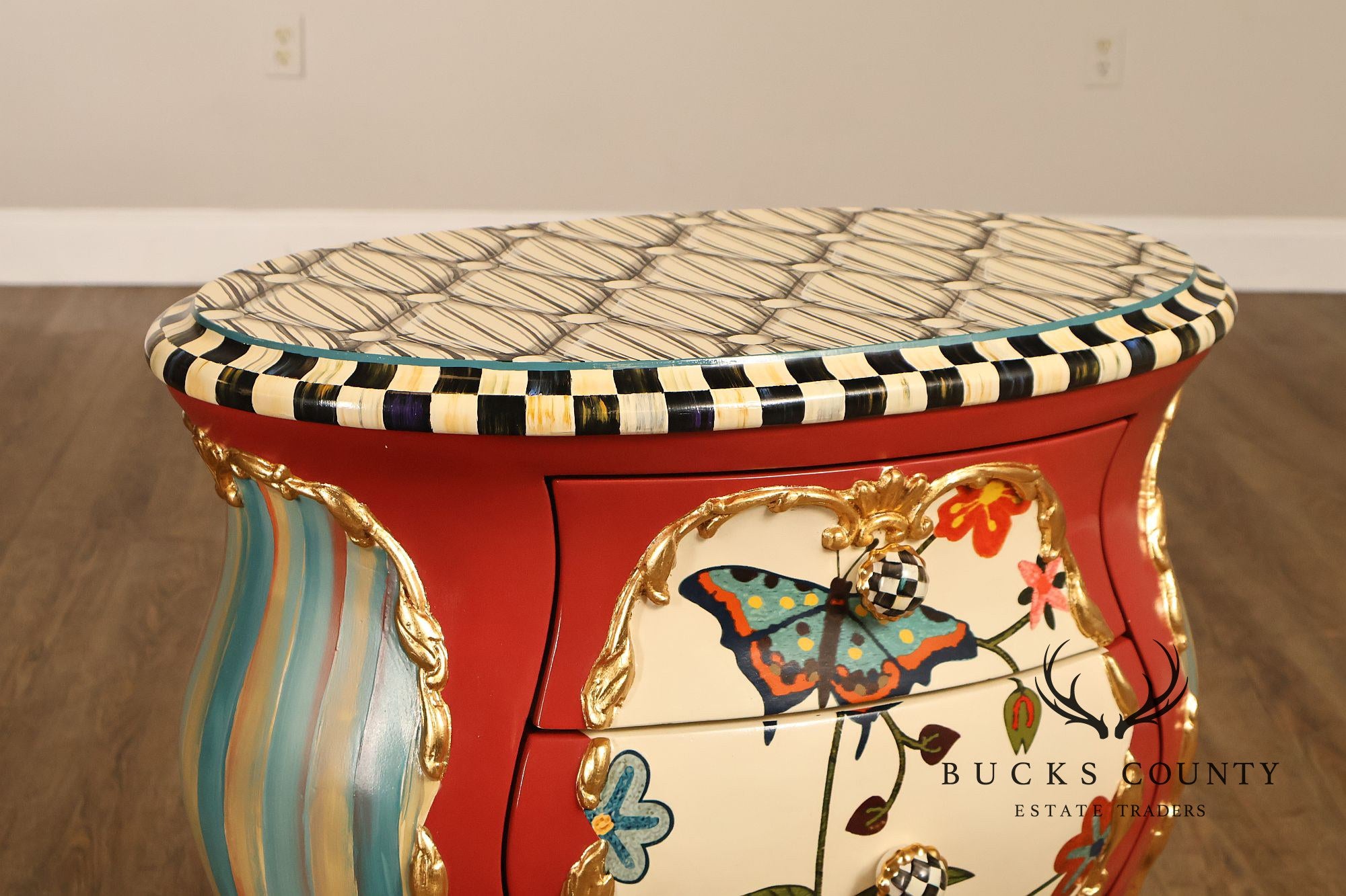 Mackenzie-Childs Butterfly Conservatory Bombe Accent Chest
