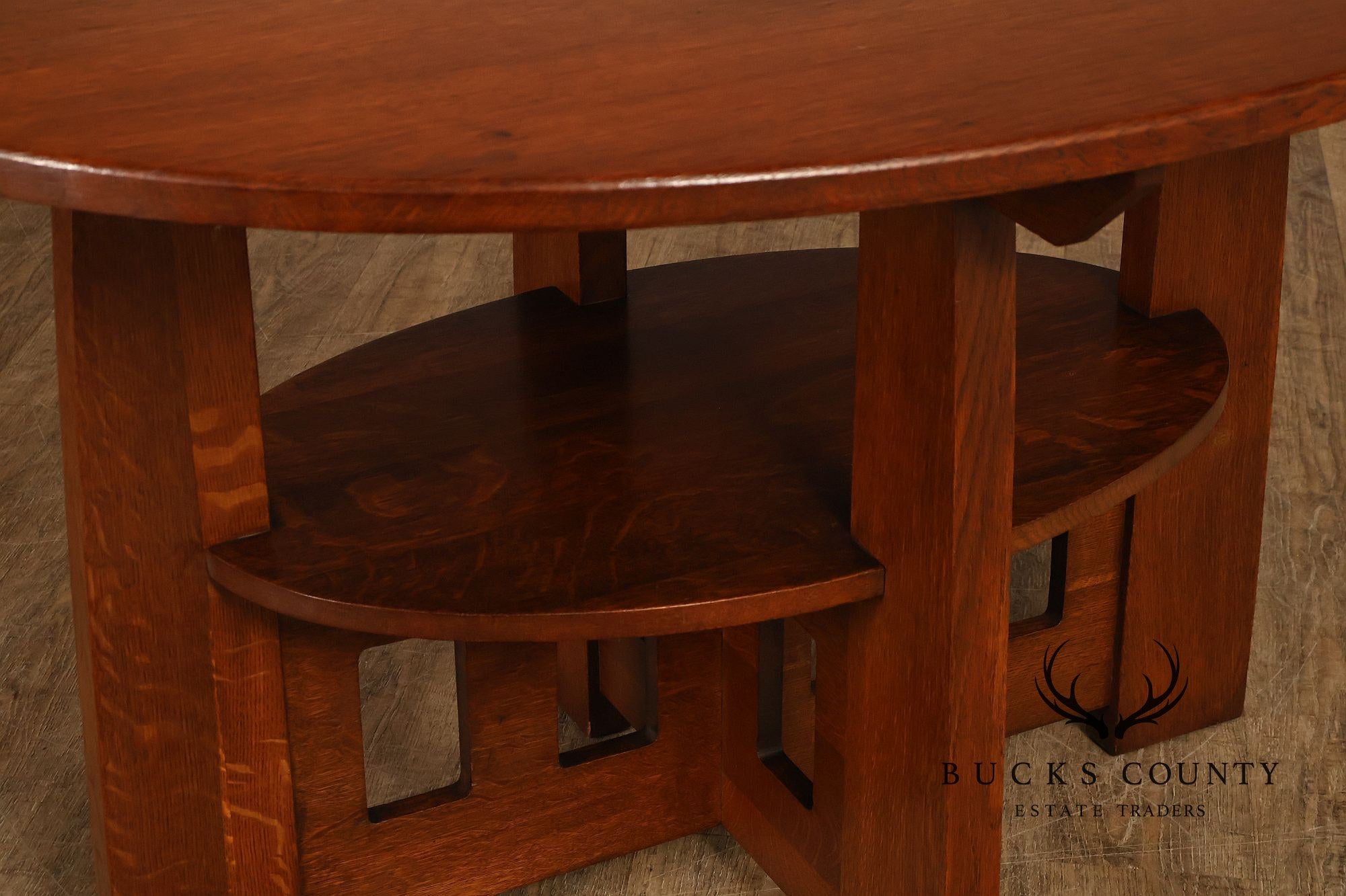 Limbert Arts And Crafts Antique Oak Double Oval Center Table Model 158