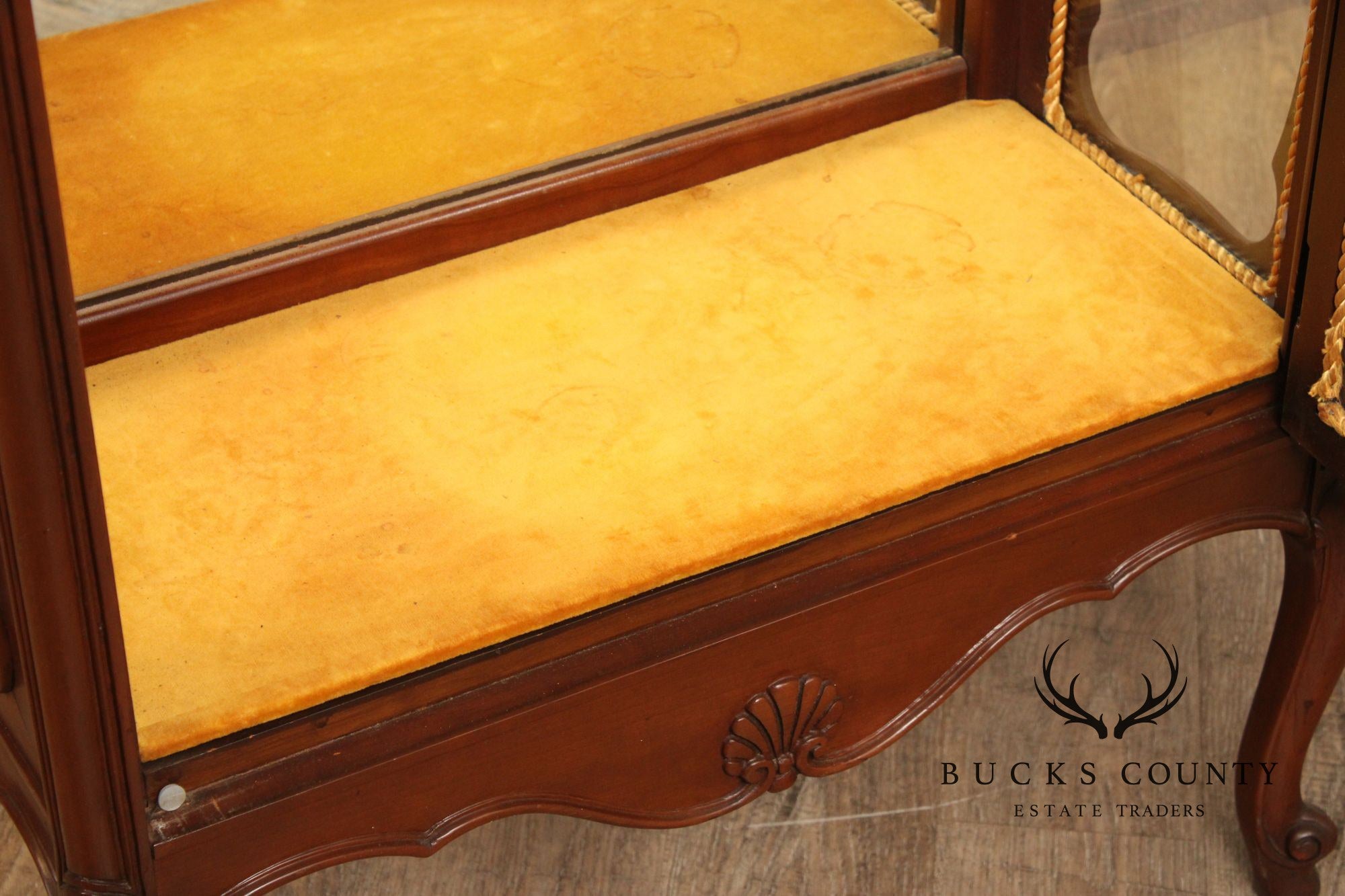 French Style Vintage Glass Curio Vitrine Cabinet