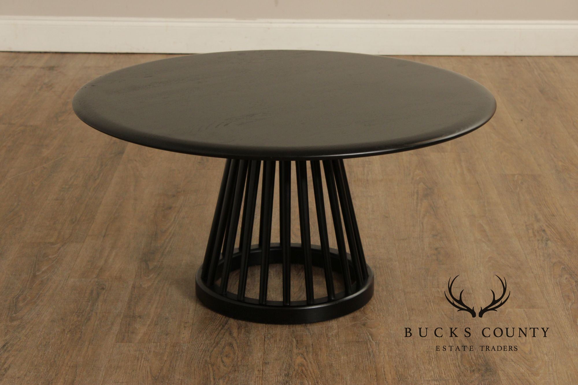Tom Dixon Modern 'Fan' Oak Round Black Coffee Table