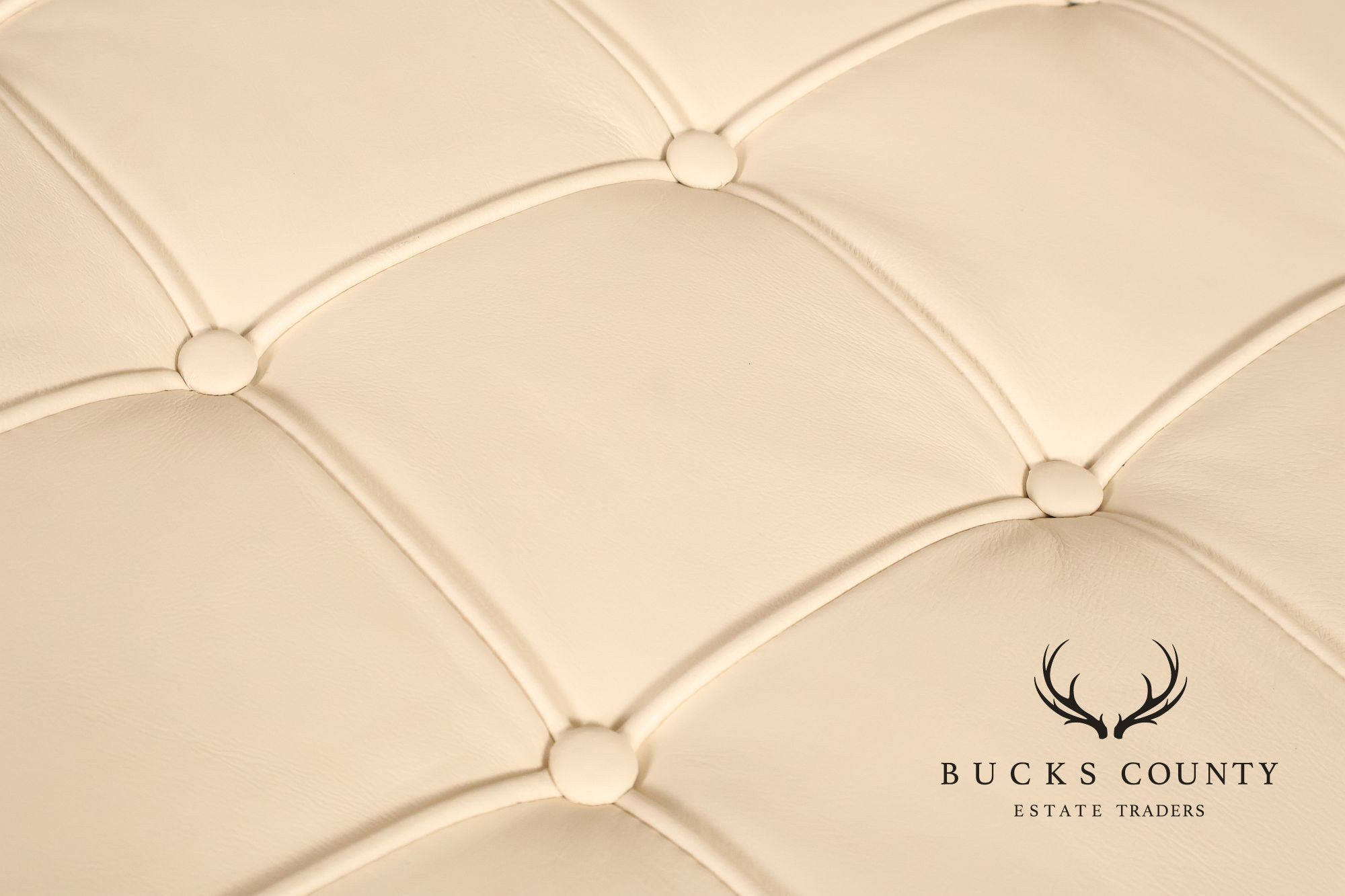 White Barcelona Style Pair Of Leather Stools With Chrome Bases