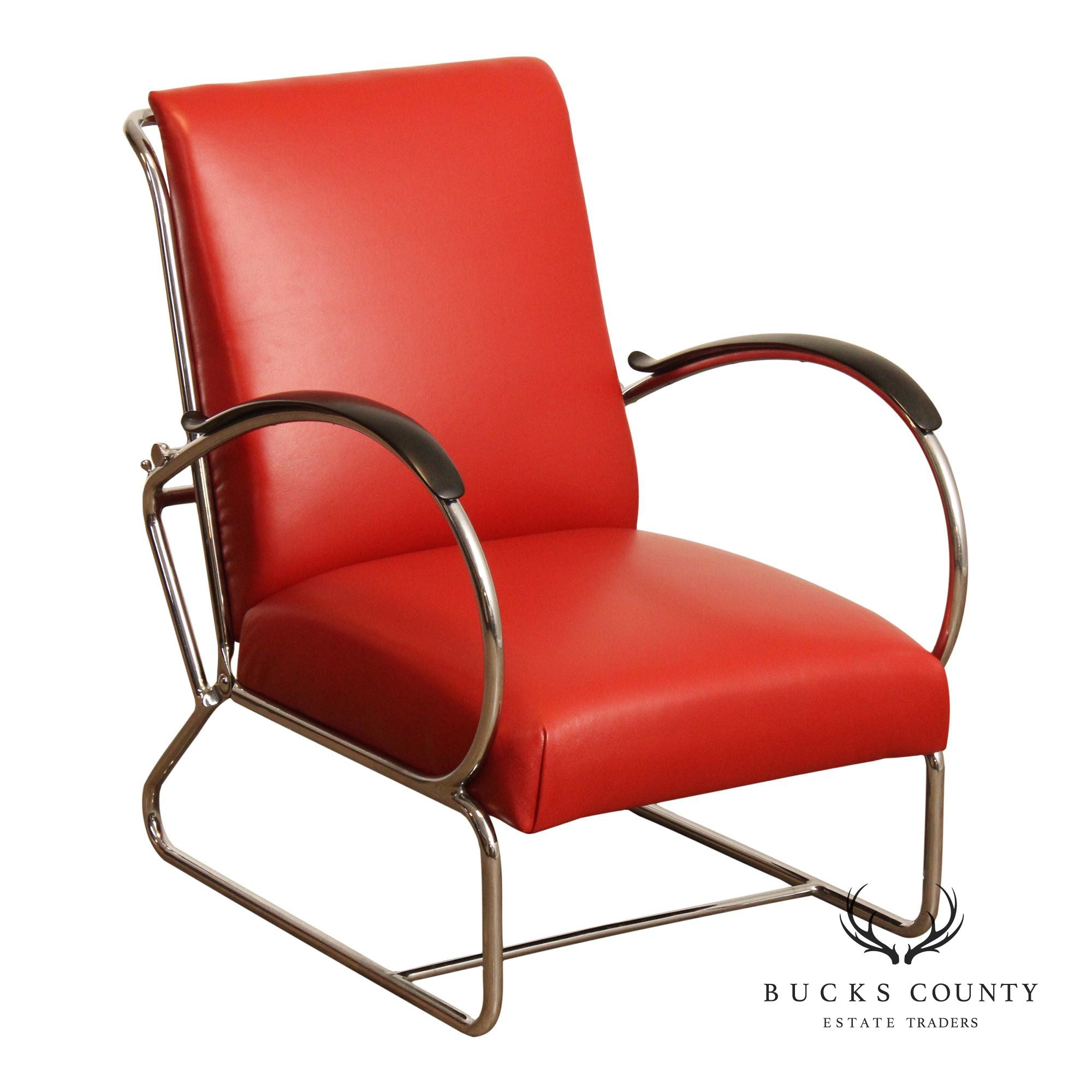 Gispen Art Deco Style Chrome Reclining '401' Lounge Chair