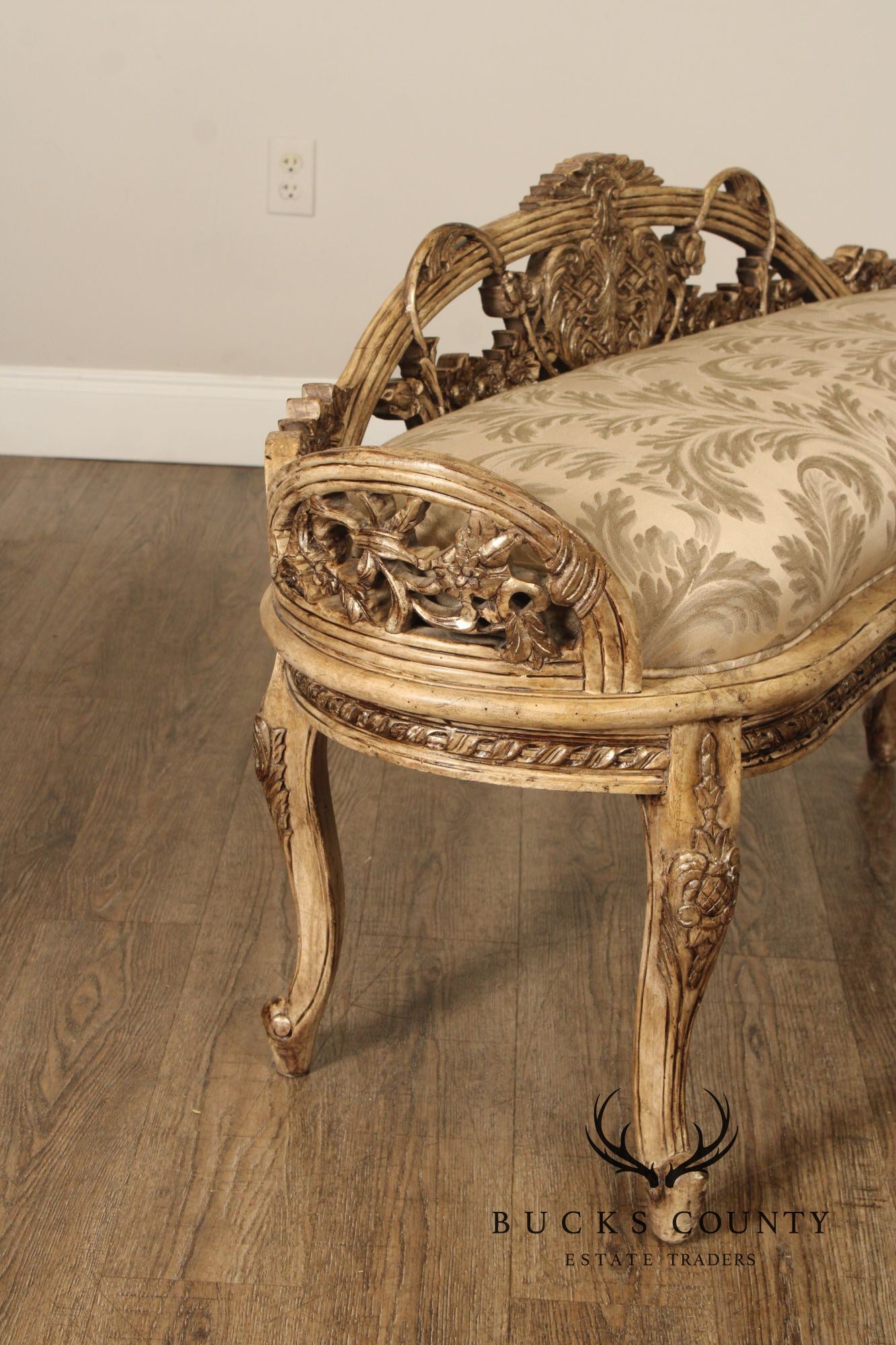 Italian Rococo Style Antiqued Window Bench